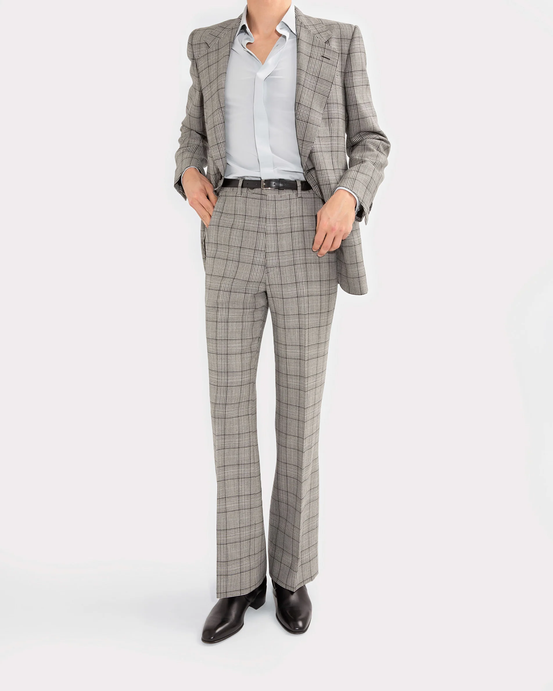 COSTUME DROIT EN LAINE MÉRINOS - PRINCE DE GALLES NOIR ET BLANC - Image 7