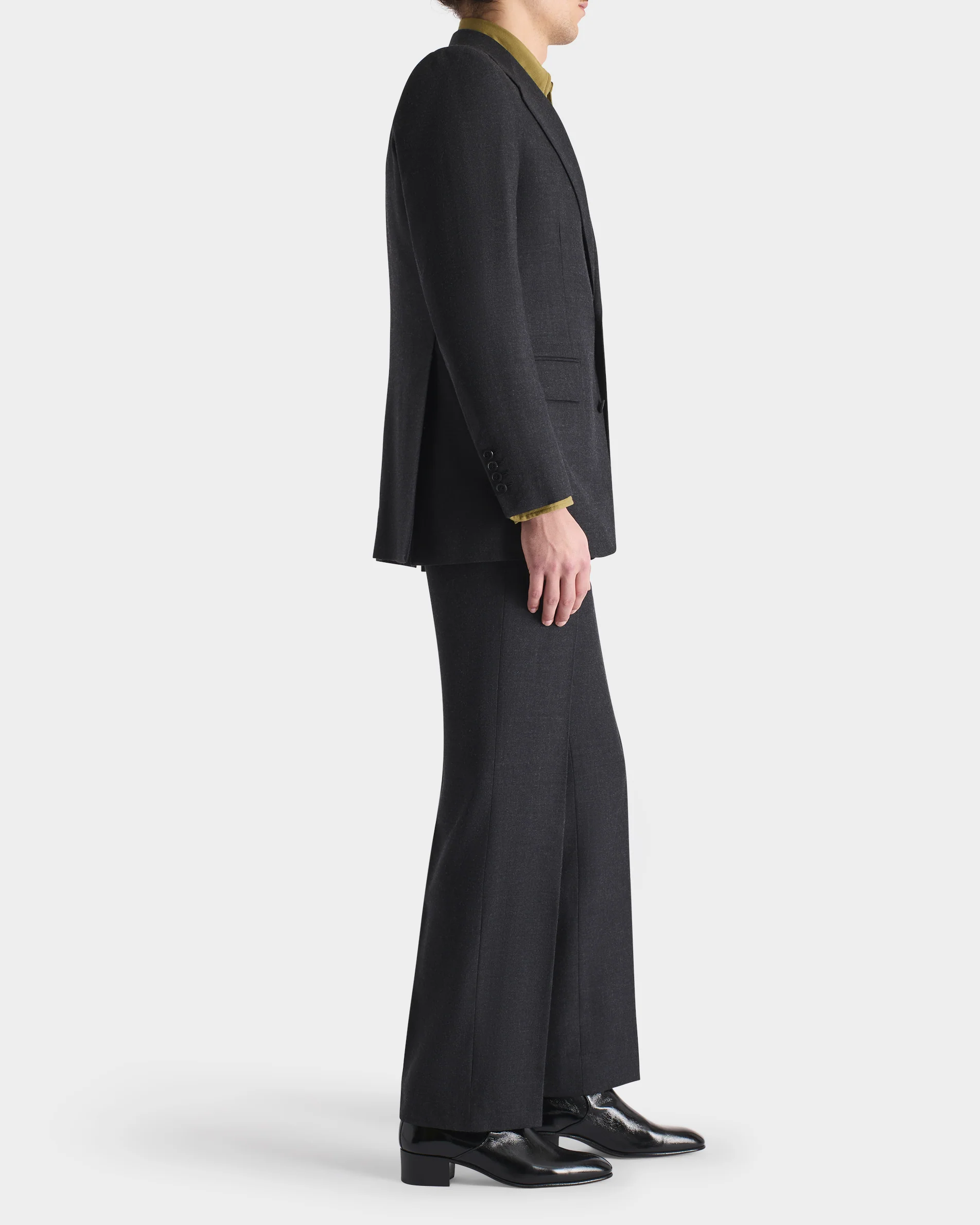 COSTUME DROIT EN SERGÉ DE LAINE - ANTHRACITE - Image 3