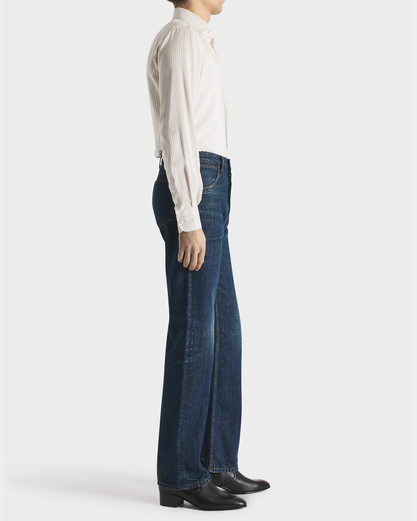 JEAN DROIT EN DENIM DE COTON - INDIGO DÉLAVÉ - Image 3