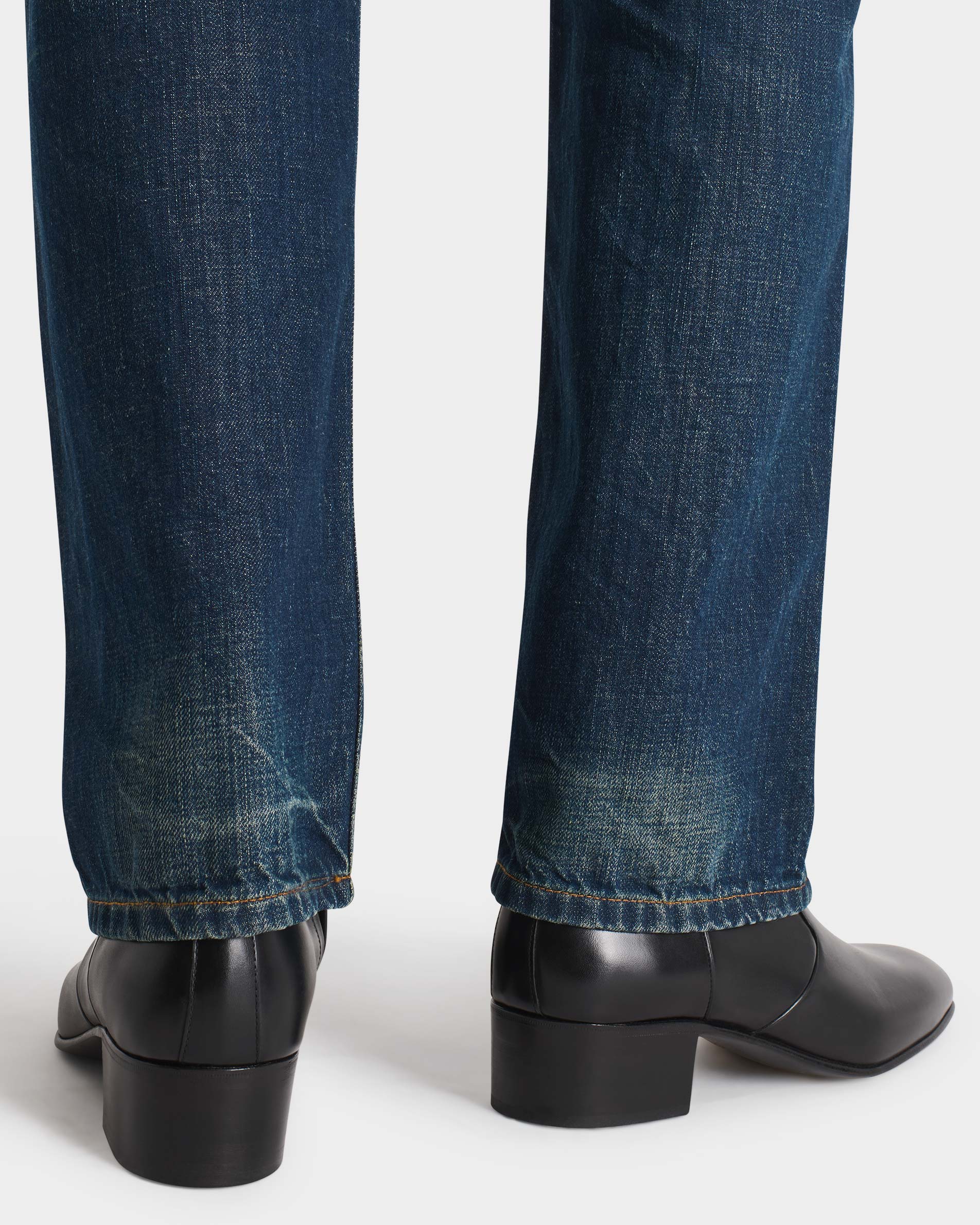 JEAN DROIT EN DENIM DE COTON - INDIGO DÉLAVÉ - Image 6