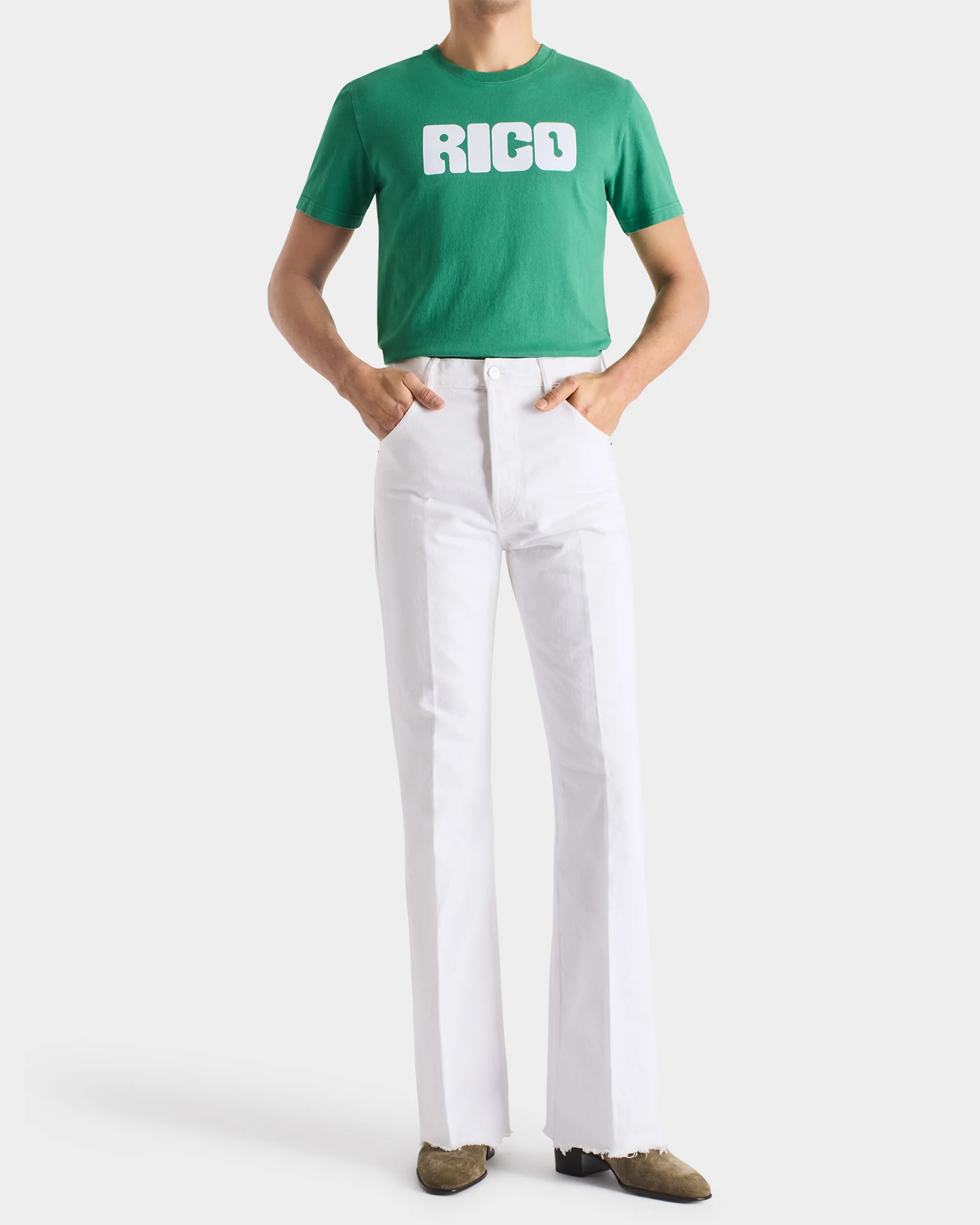 JEAN ÉVASÉ EN DENIM DE COTON - BLANC - Image 4