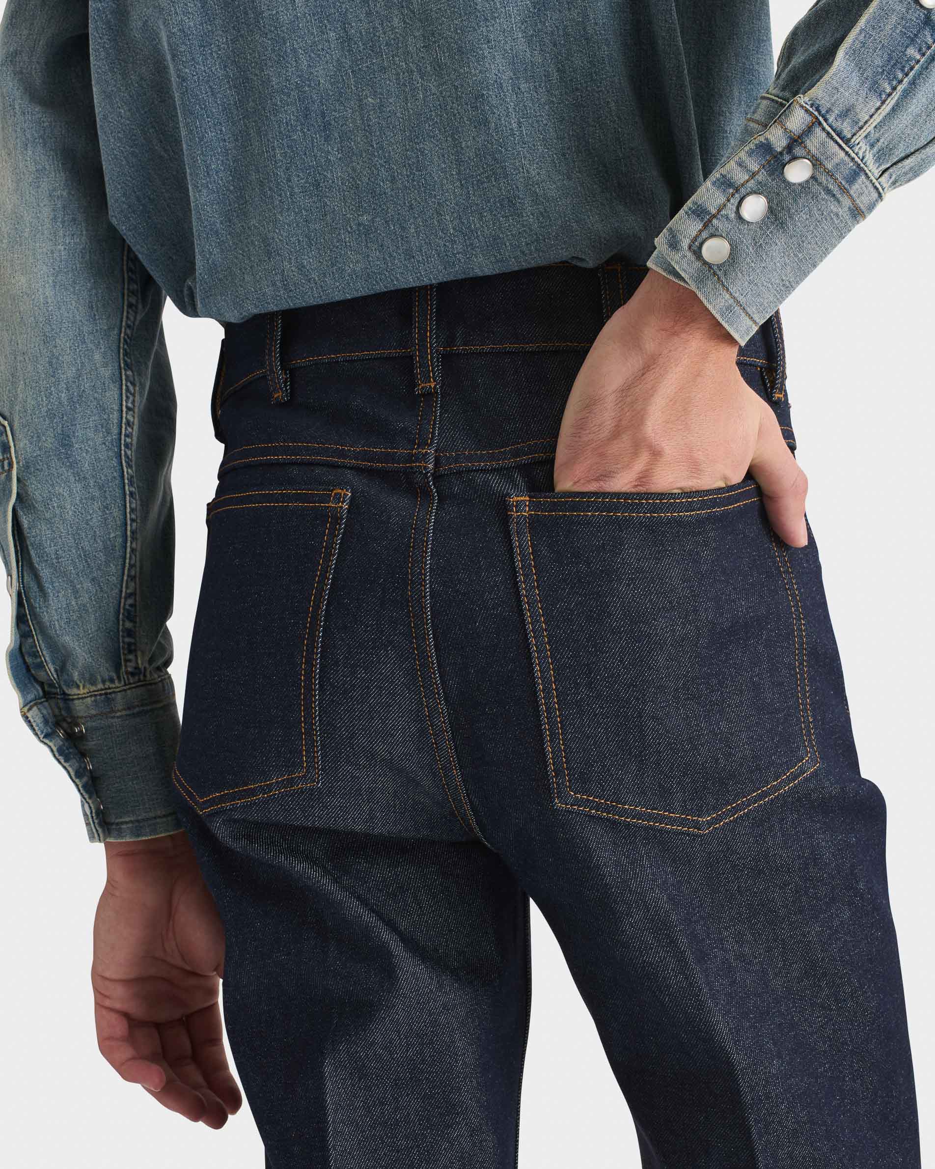 JEAN ÉVASÉ EN DENIM DE COTON - INDIGO - Image 3