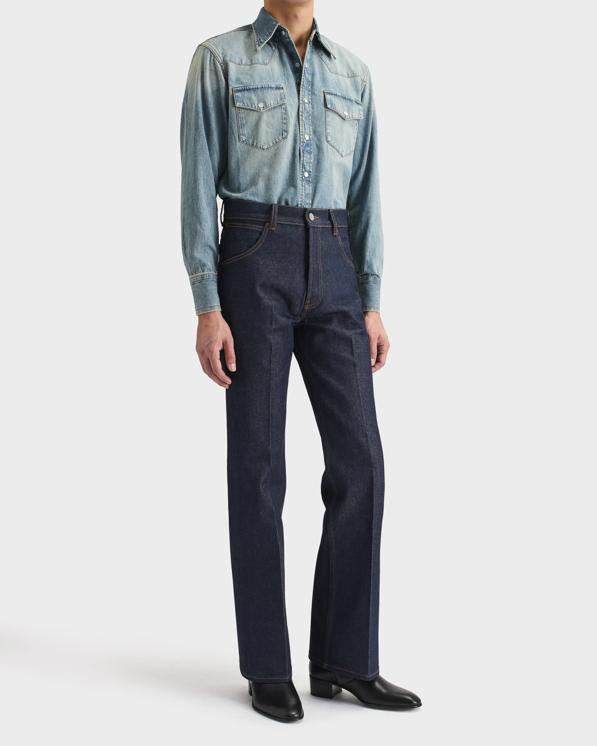 JEAN ÉVASÉ EN DENIM DE COTON - INDIGO - Image 5