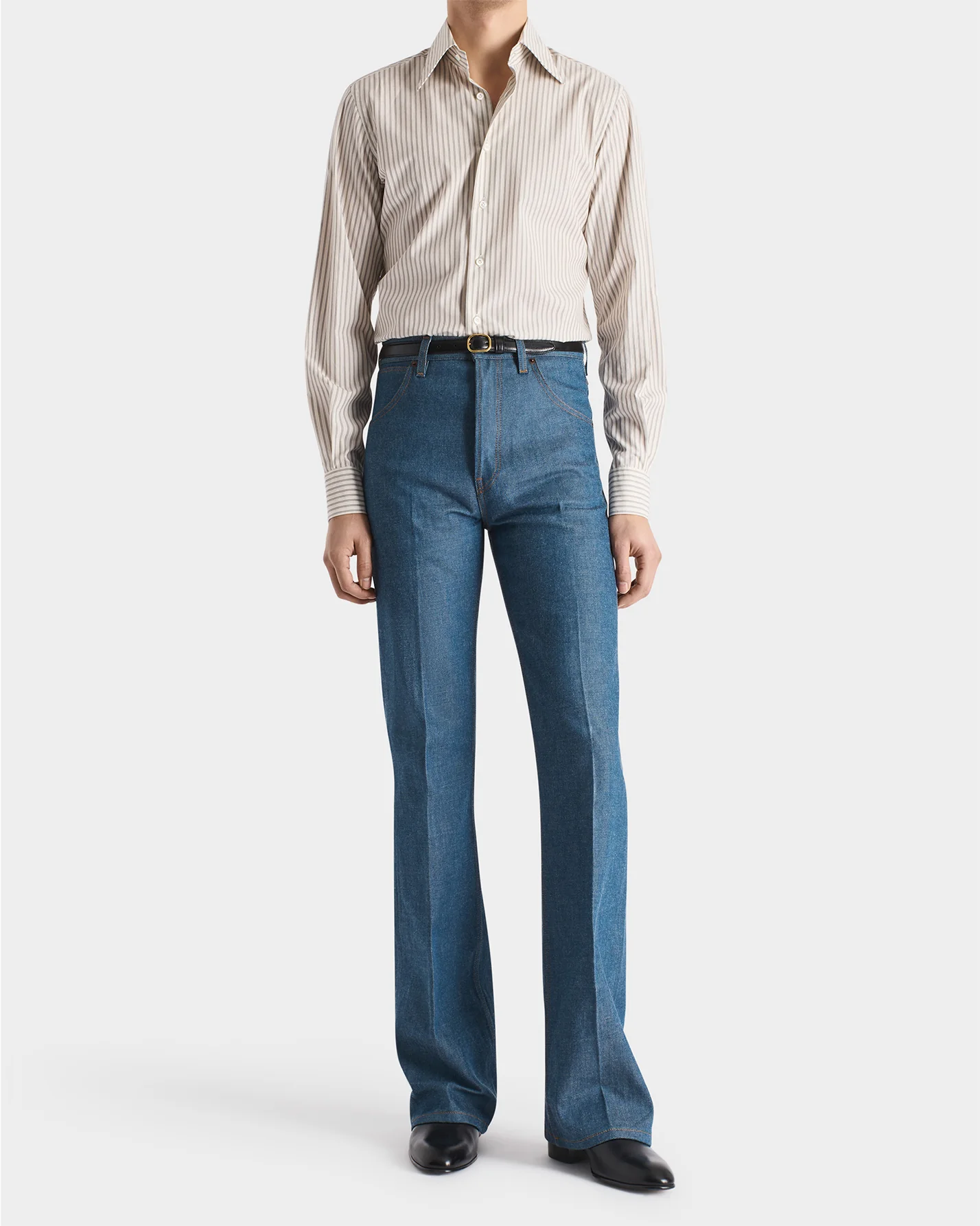 JEAN ÉVASÉ EN DENIM DE COTON - INDIGO GREENCAST - Image 4