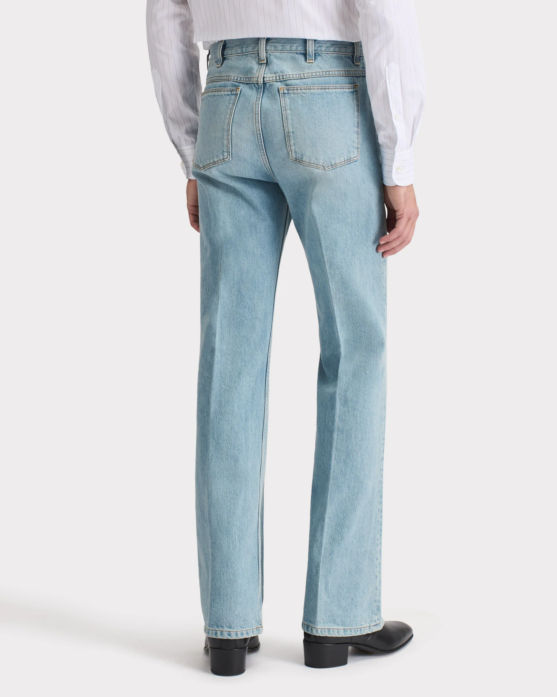 JEAN ÉVASÉ EN DENIM DE COTON - BLEU DÉLAVÉ - Image 4