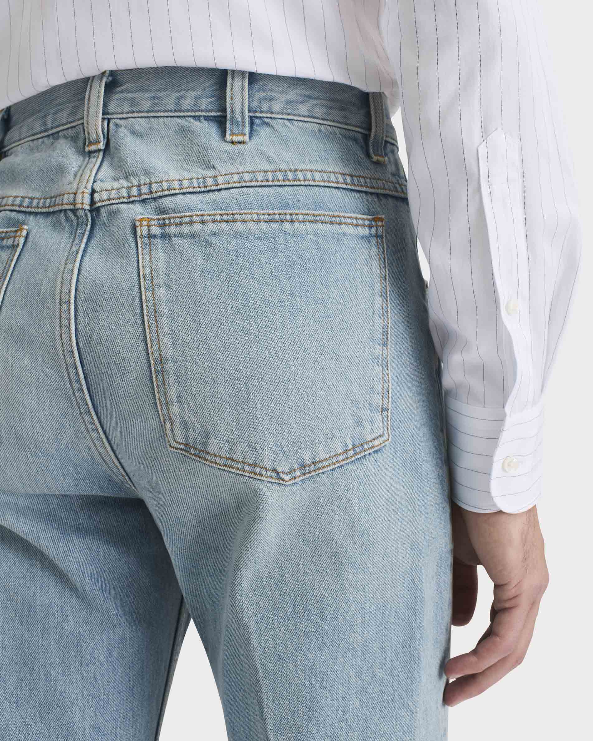JEAN ÉVASÉ EN DENIM DE COTON - BLEU DÉLAVÉ - Image 5