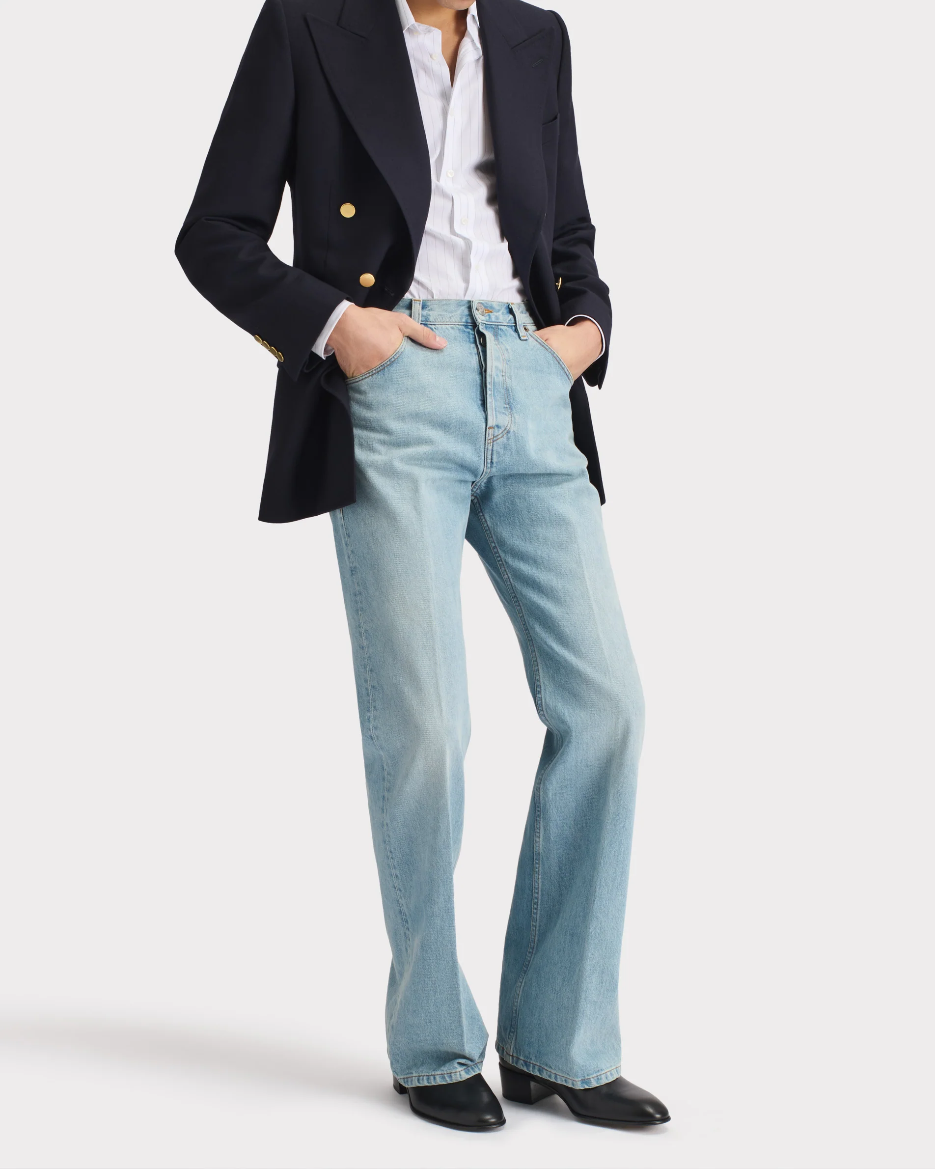 JEAN ÉVASÉ EN DENIM DE COTON - BLEU DÉLAVÉ - Image 7