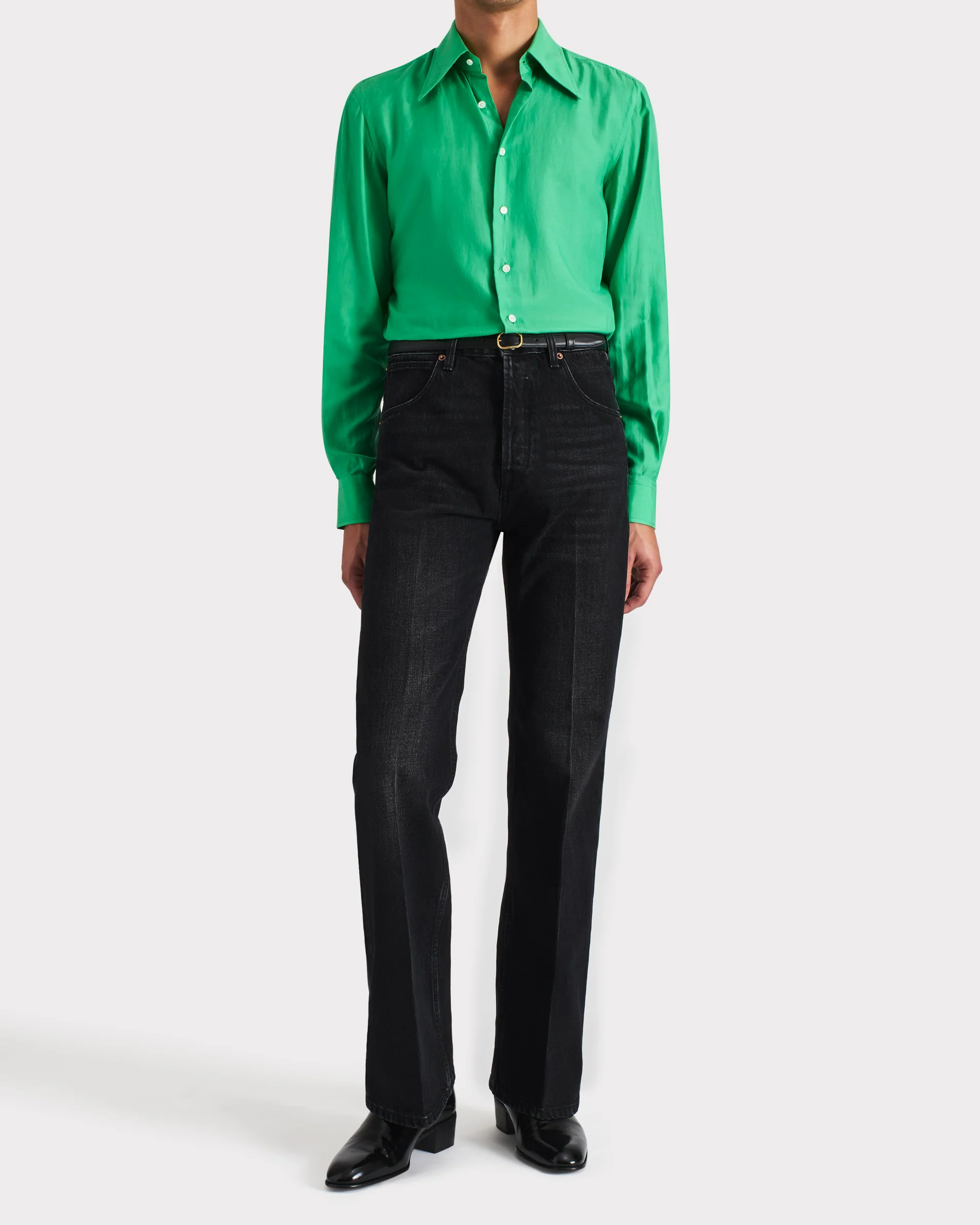 JEAN ÉVASÉ EN DENIM DE COTON - NOIR DÉLAVÉ - Image 4