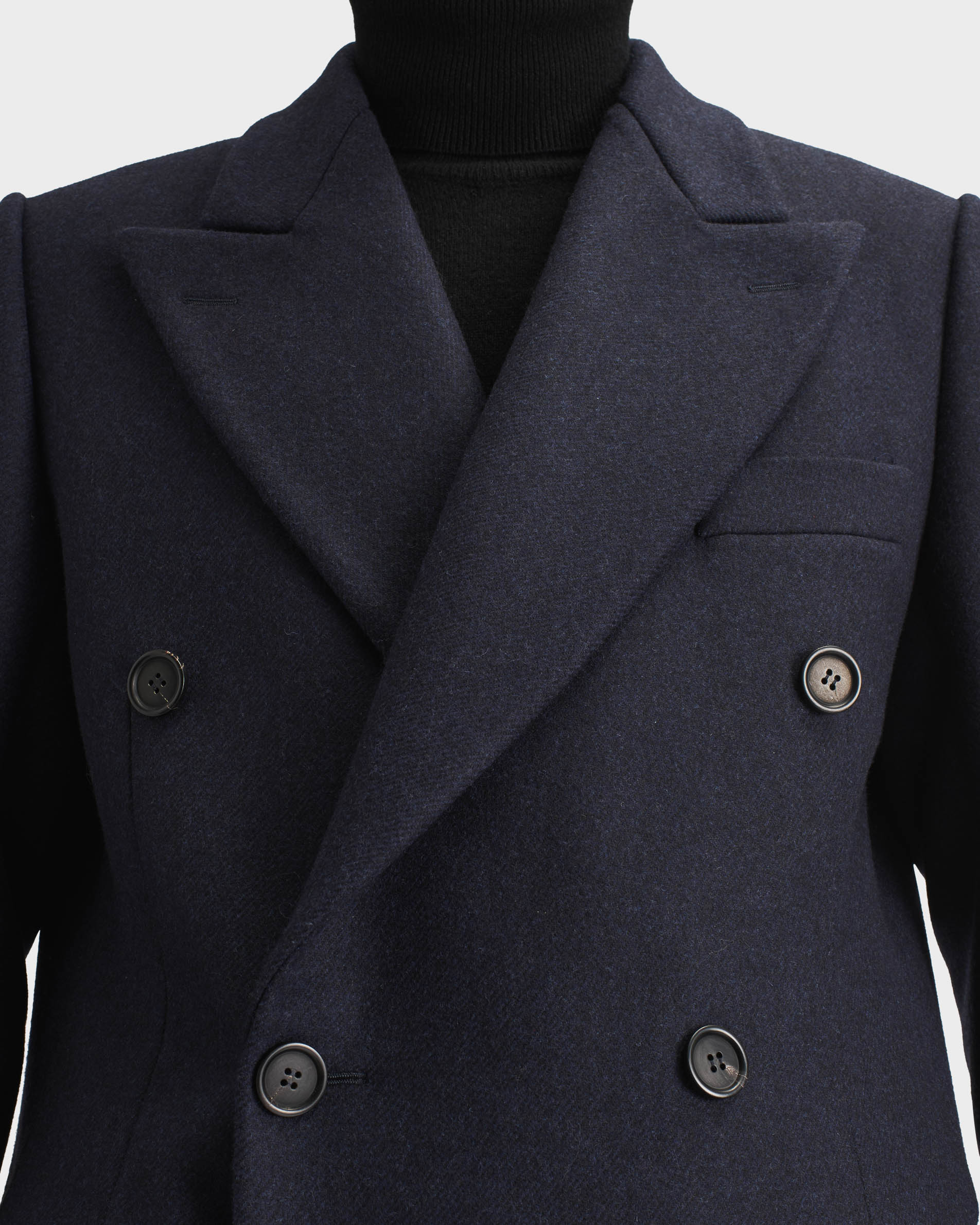 MANTEAU CROISÉ EN SERGÉ - BLEU MARINE - Image 3