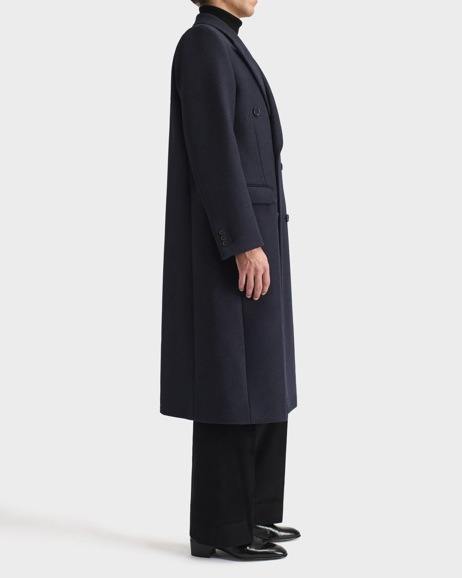 MANTEAU CROISÉ EN SERGÉ - BLEU MARINE - Image 4