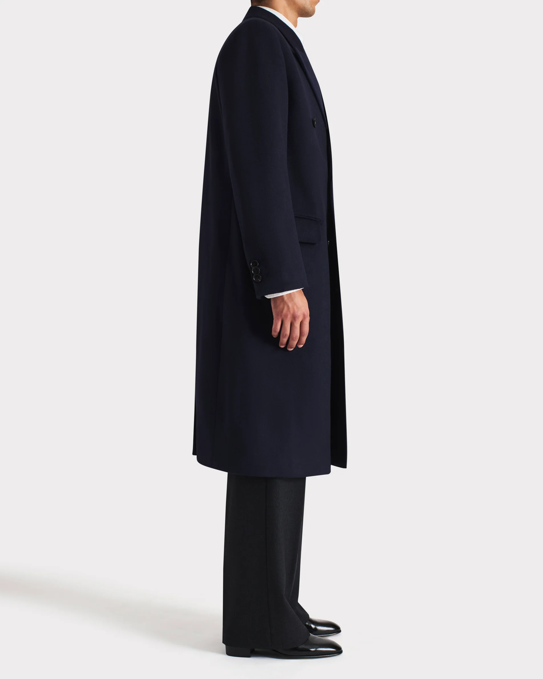 MANTEAU CROISÉ EN SERGÉ DE LAINE - BLEU MARINE - Image 3