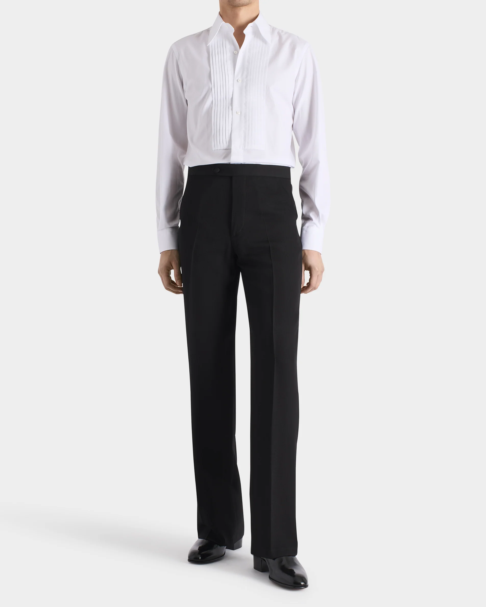 PANTALON DE SMOKING LARGE EN LAINE VIERGE ET VISCOSE - NOIR - Image 4