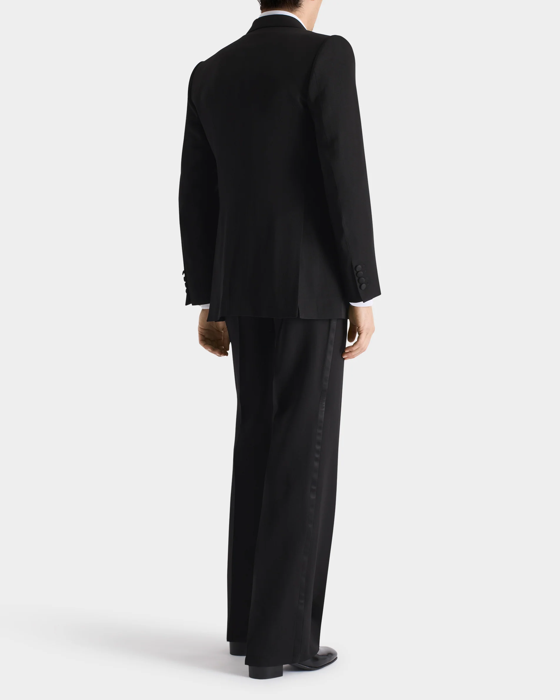 PANTALON DE SMOKING LARGE EN LAINE VIERGE ET VISCOSE - NOIR - Image 5