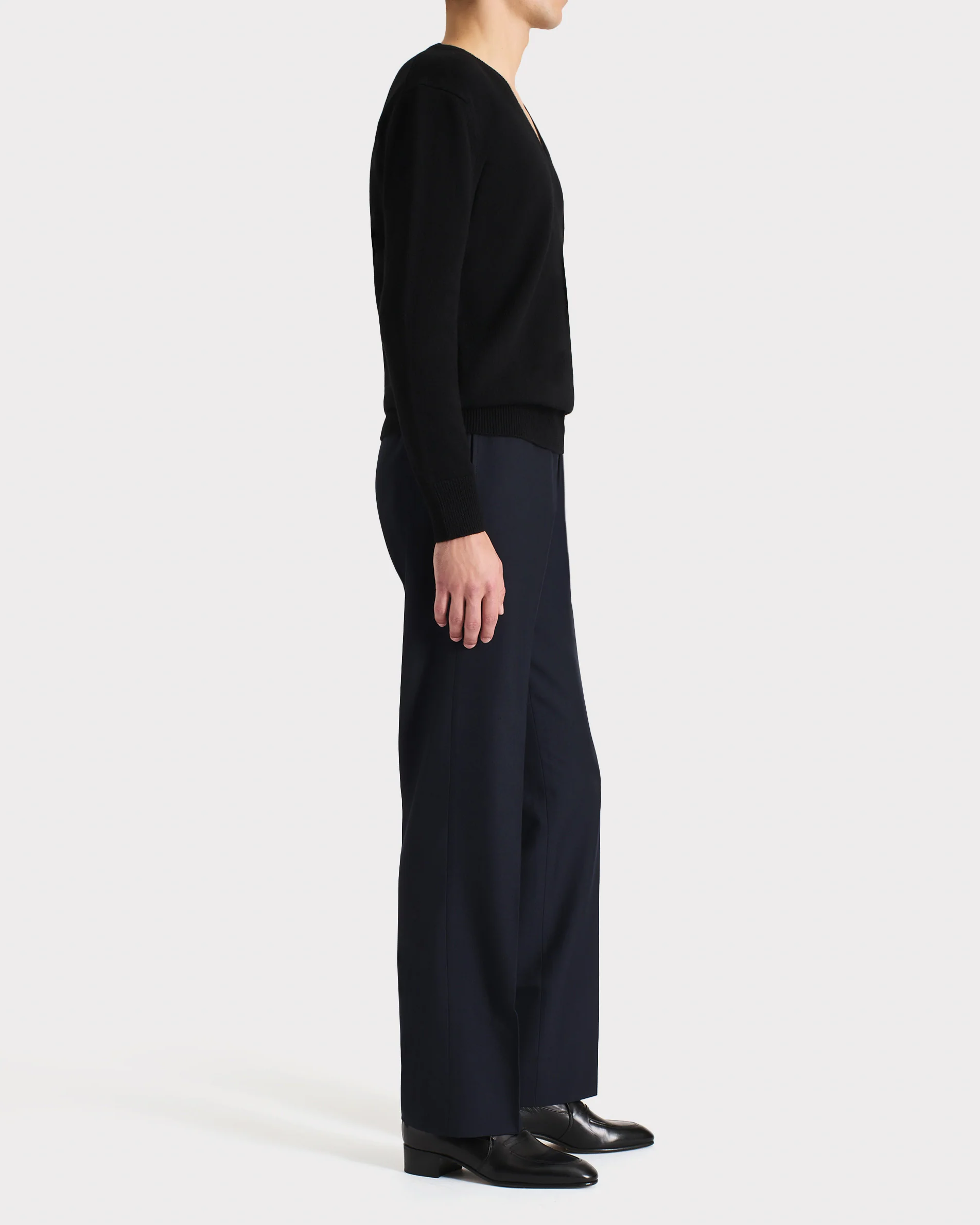 PANTALON DROIT EN SERGÉ DE LAINE - BLEU MARINE - Image 3