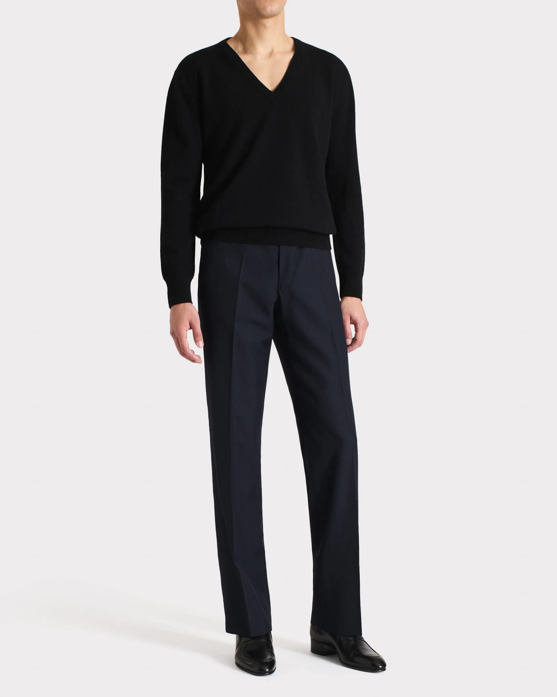 PANTALON DROIT EN SERGÉ DE LAINE - BLEU MARINE - Image 4