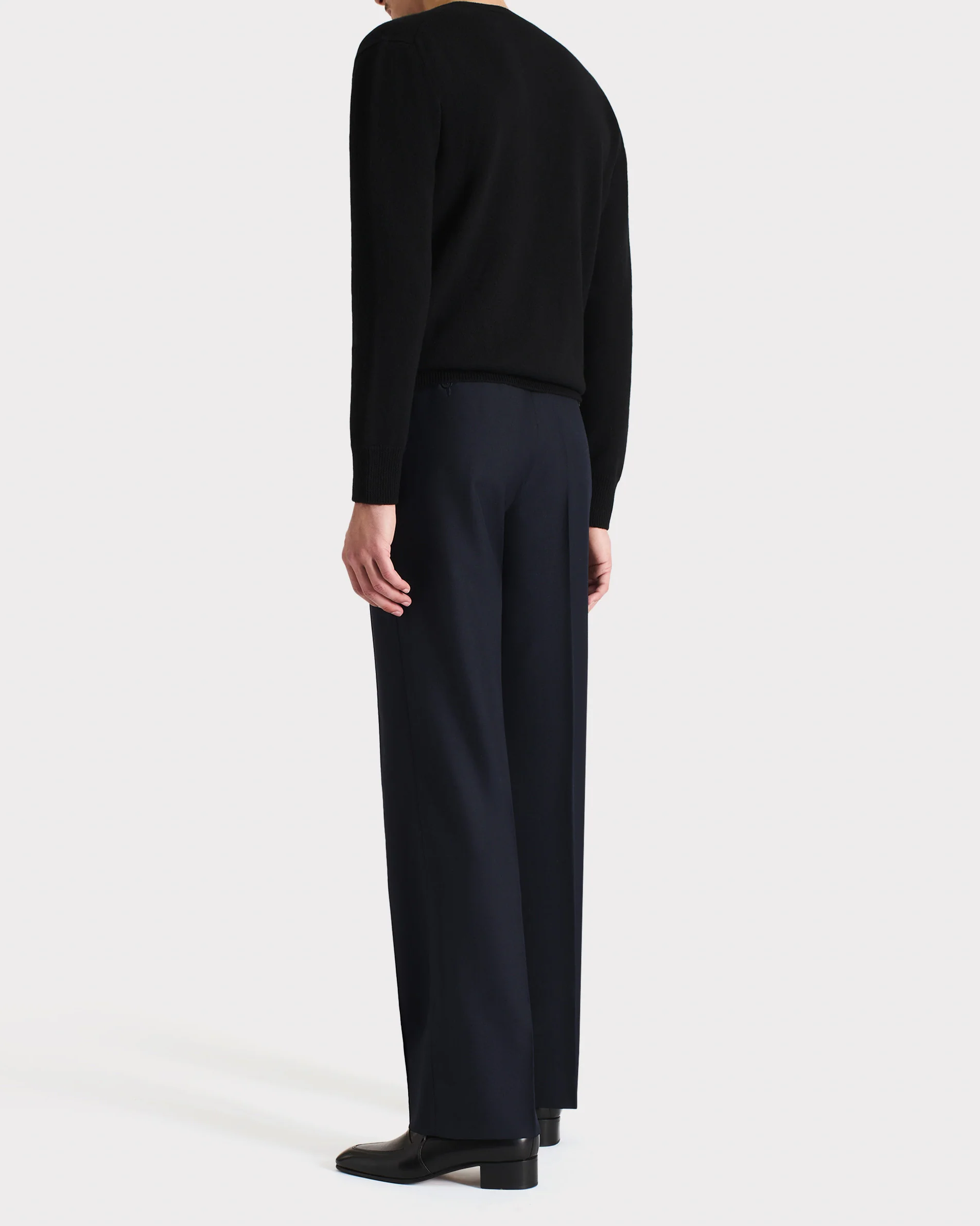 PANTALON DROIT EN SERGÉ DE LAINE - BLEU MARINE - Image 5