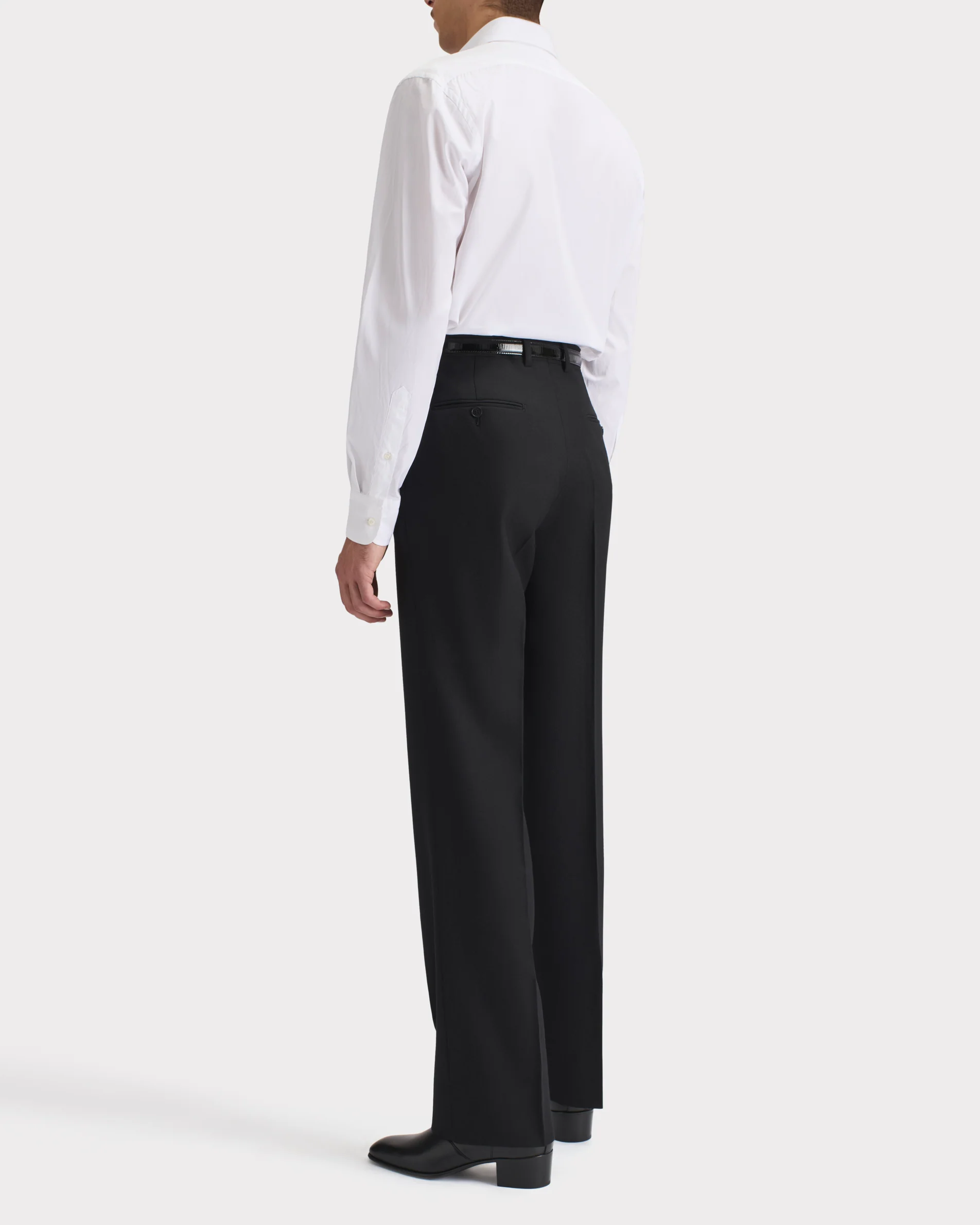 PANTALON DROIT EN SERGÉ DE LAINE - NOIR - Image 3