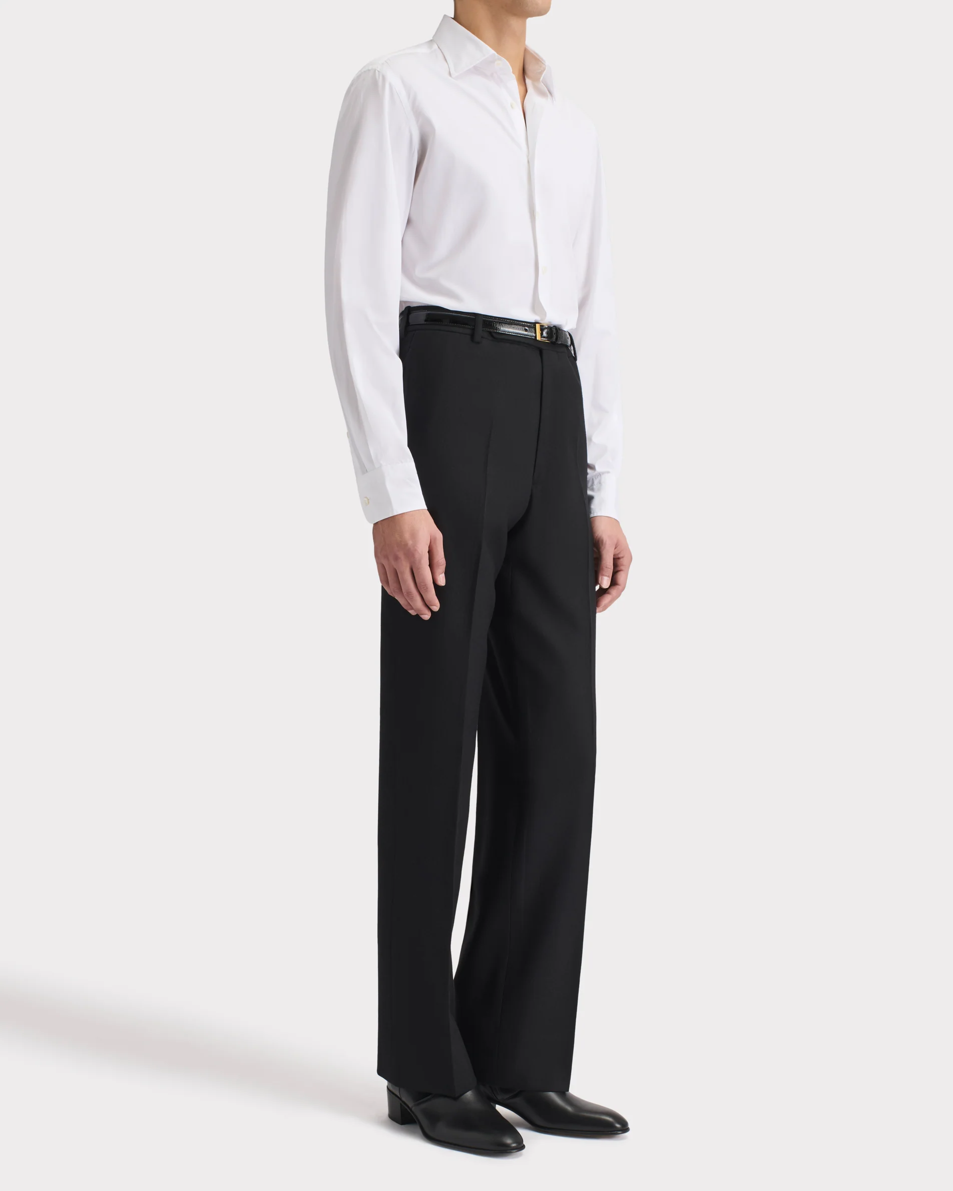 PANTALON DROIT EN SERGÉ DE LAINE - NOIR - Image 4