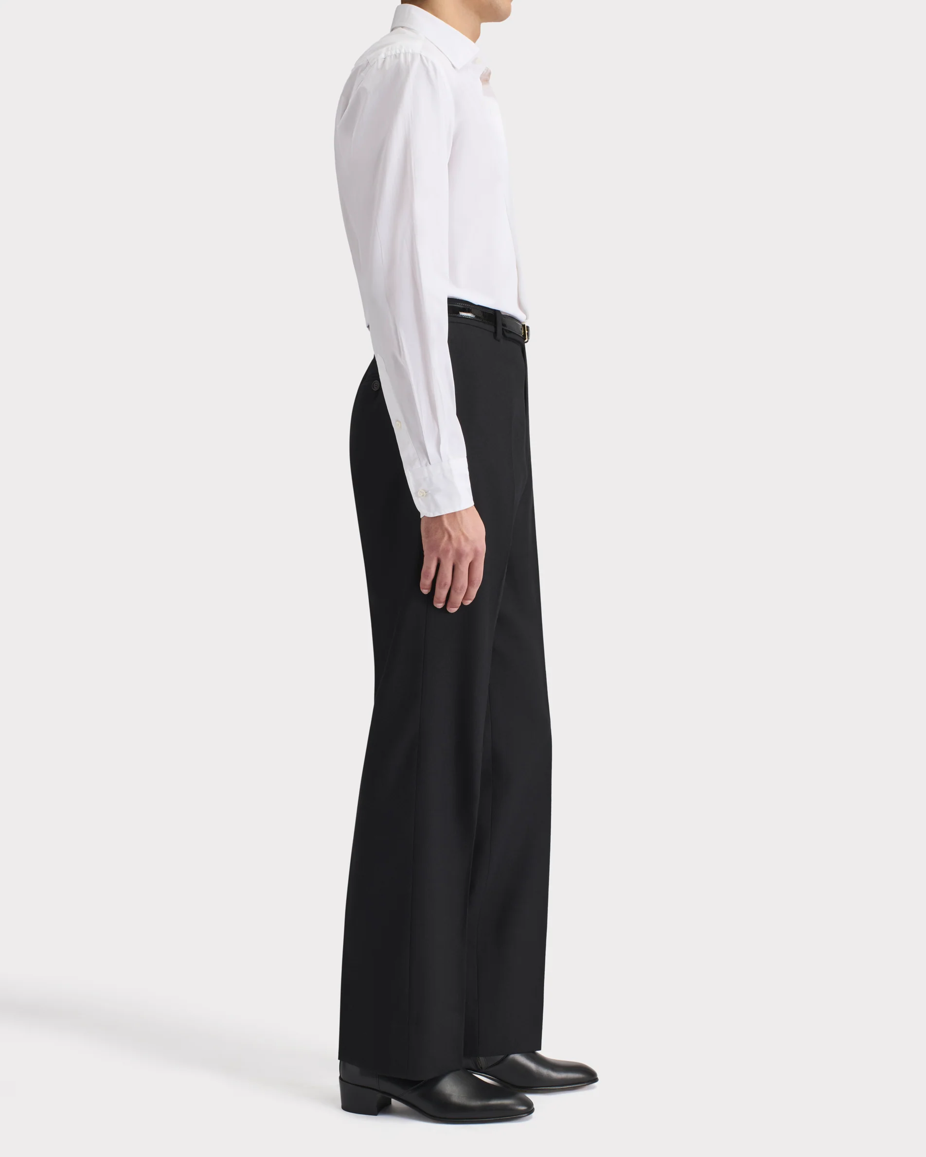 PANTALON DROIT EN SERGÉ DE LAINE - NOIR - Image 5