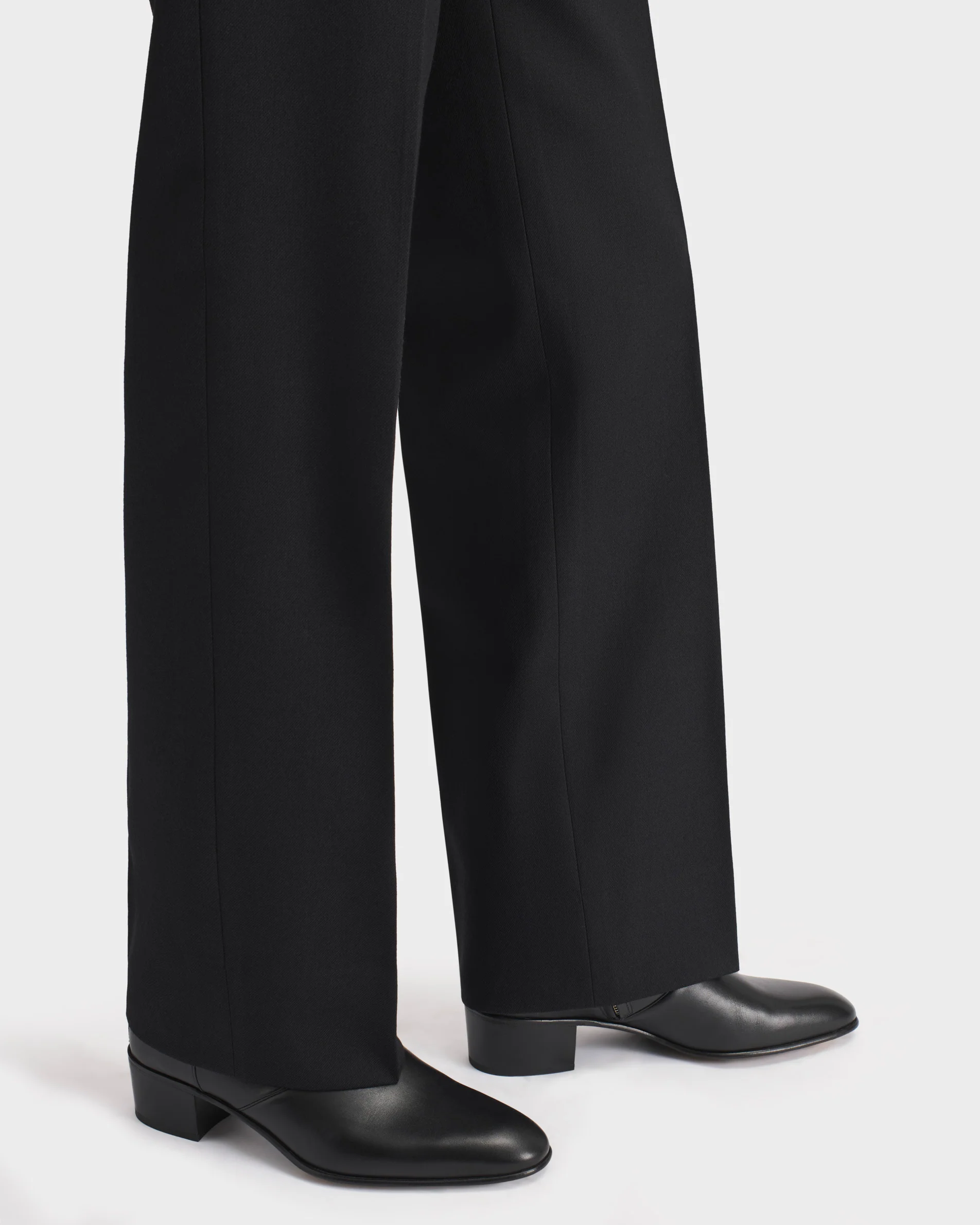 PANTALON DROIT EN SERGÉ DE LAINE - NOIR - Image 6