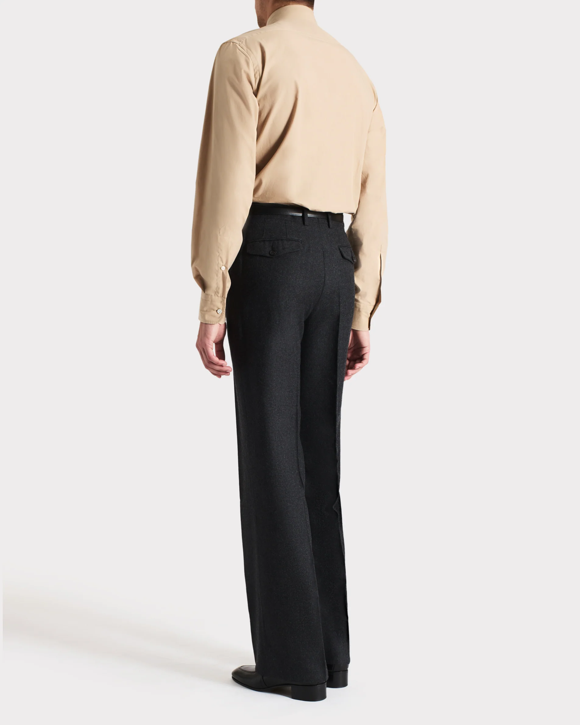 PANTALON ÉVASÉ EN FLANELLE DE LAINE - ANTHRACITE - Image 3