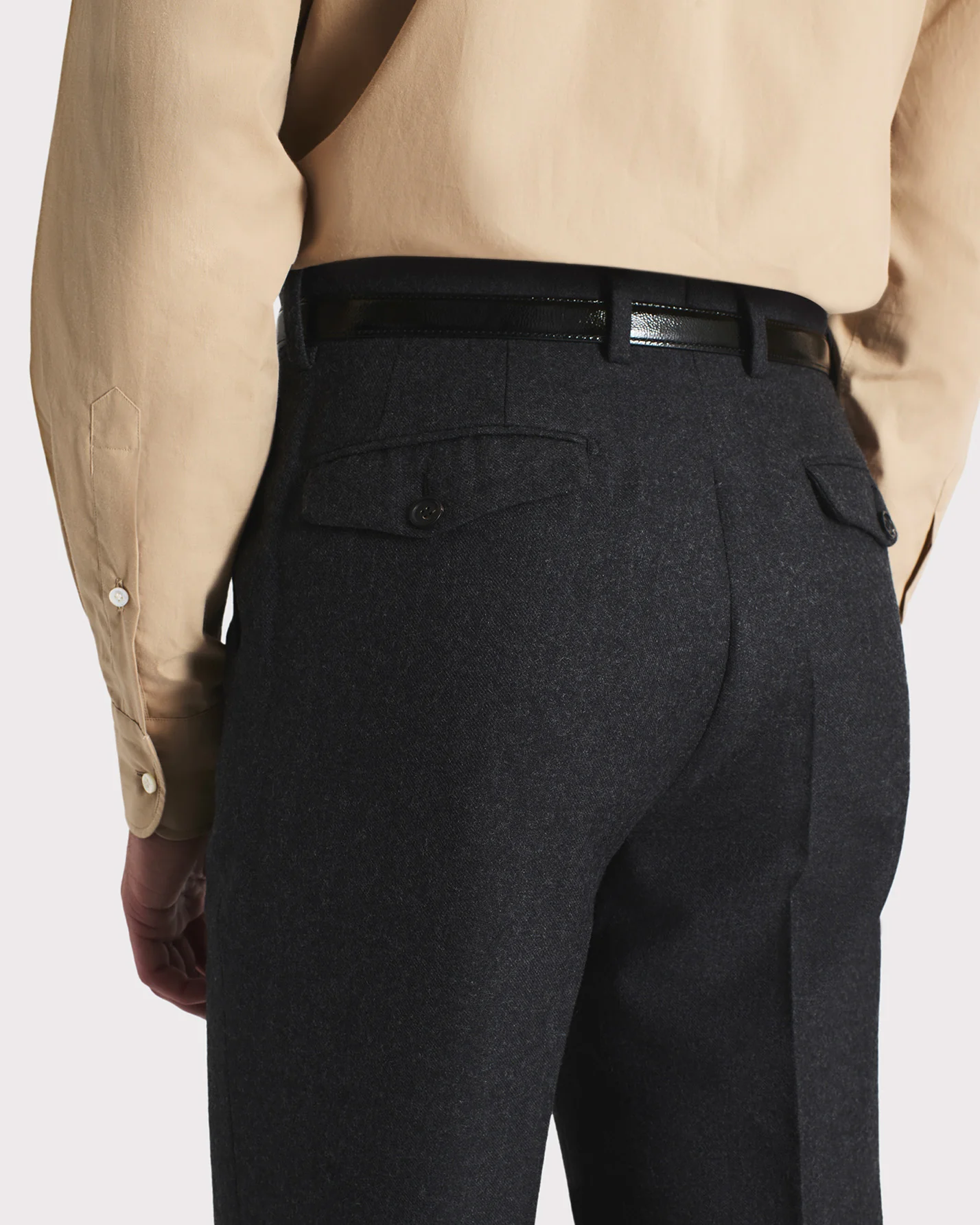 PANTALON ÉVASÉ EN FLANELLE DE LAINE - ANTHRACITE - Image 6