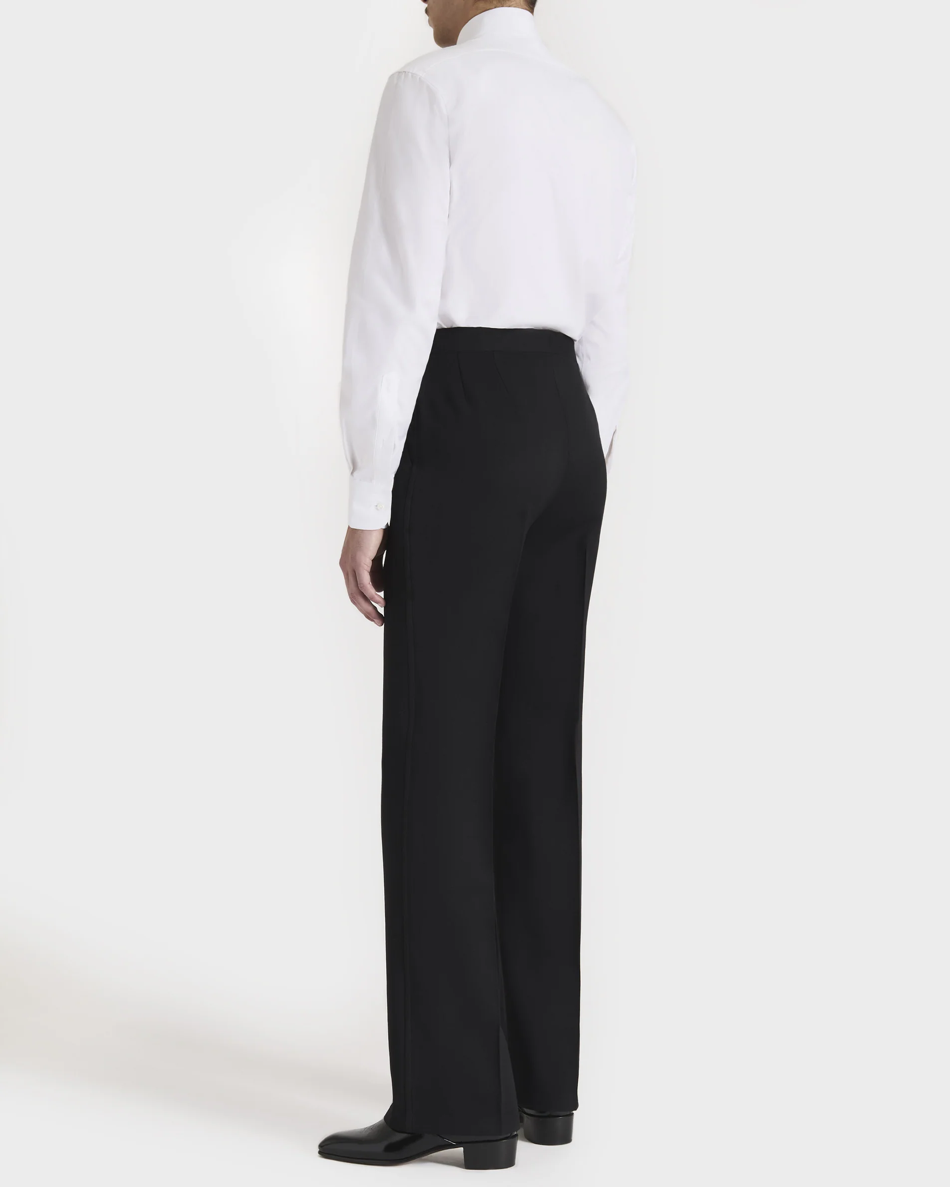 PANTALON ÉVASÉ EN GRAIN DE POUDRE DE LAINE - NOIR - Image 3