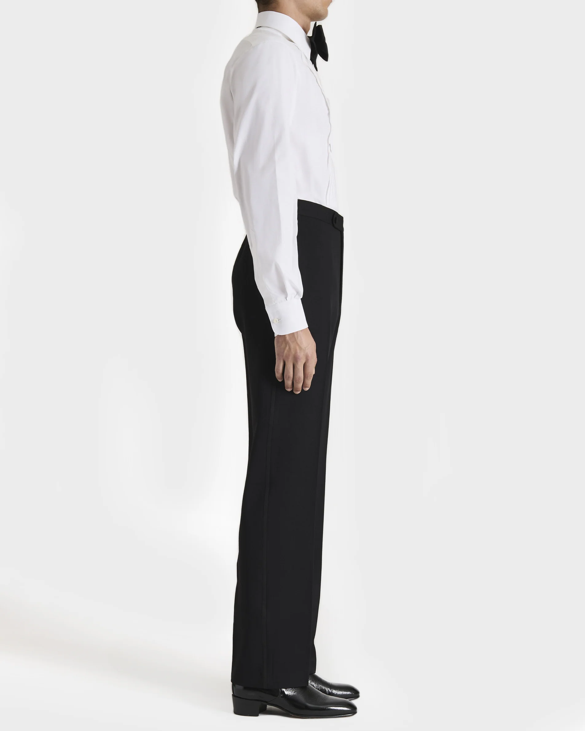 PANTALON ÉVASÉ EN GRAIN DE POUDRE DE LAINE - NOIR - Image 4