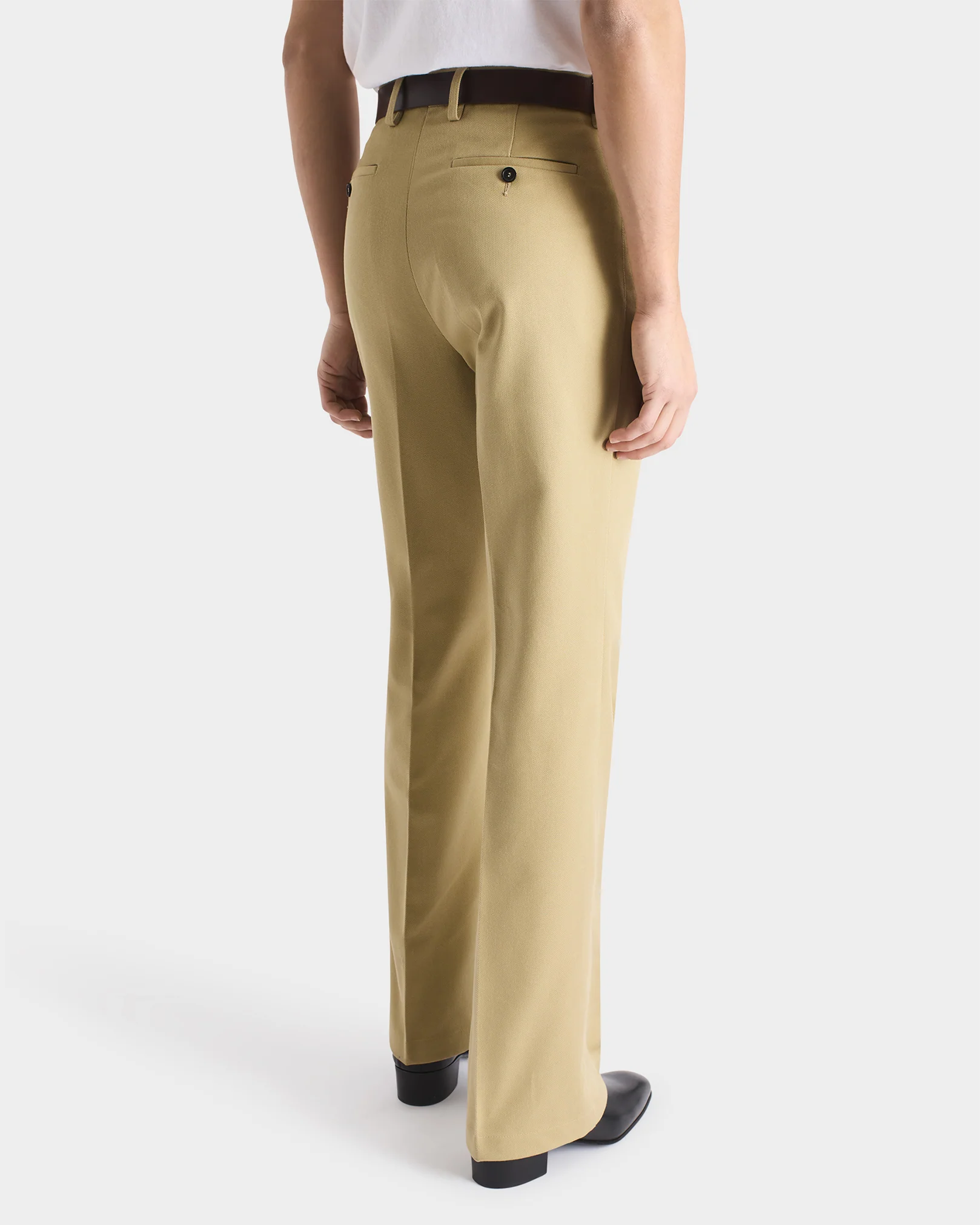 PANTALON ĂVASĂ EN SERGĂ DE POLYCOTON - BEIGE - Image 3