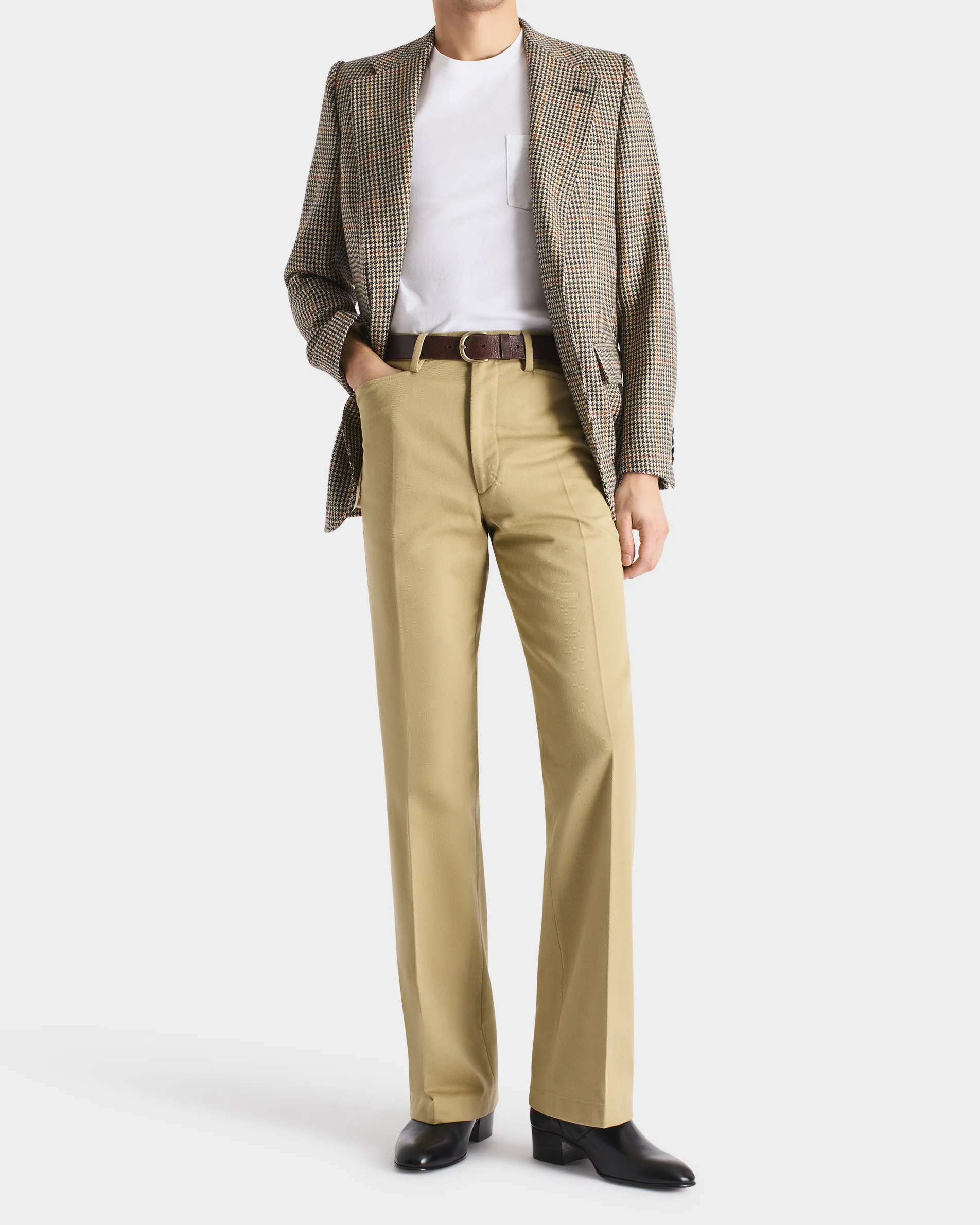 PANTALON ĂVASĂ EN SERGĂ DE POLYCOTON - BEIGE - Image 4