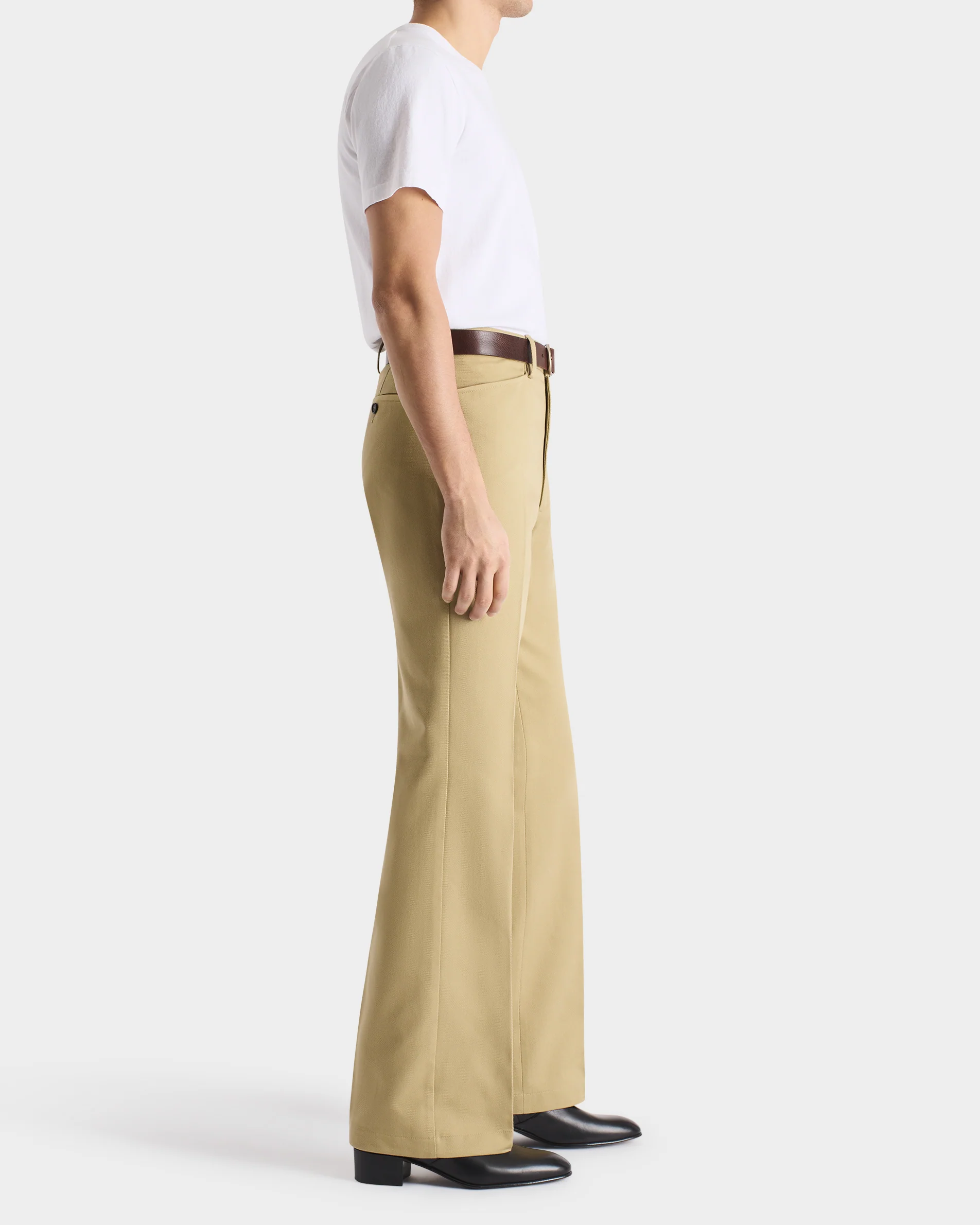 PANTALON ĂVASĂ EN SERGĂ DE POLYCOTON - BEIGE - Image 5
