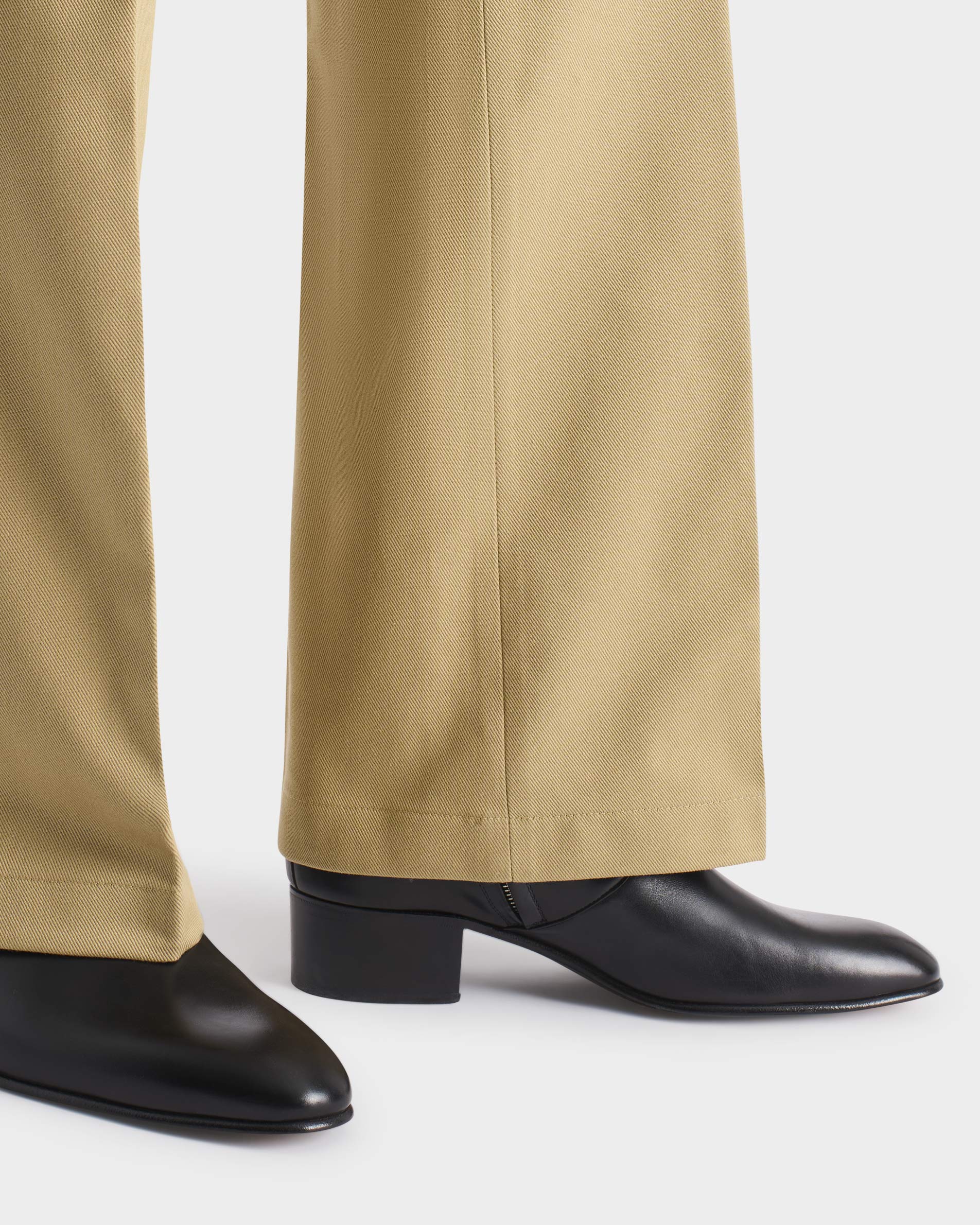 PANTALON ĂVASĂ EN SERGĂ DE POLYCOTON - BEIGE - Image 6