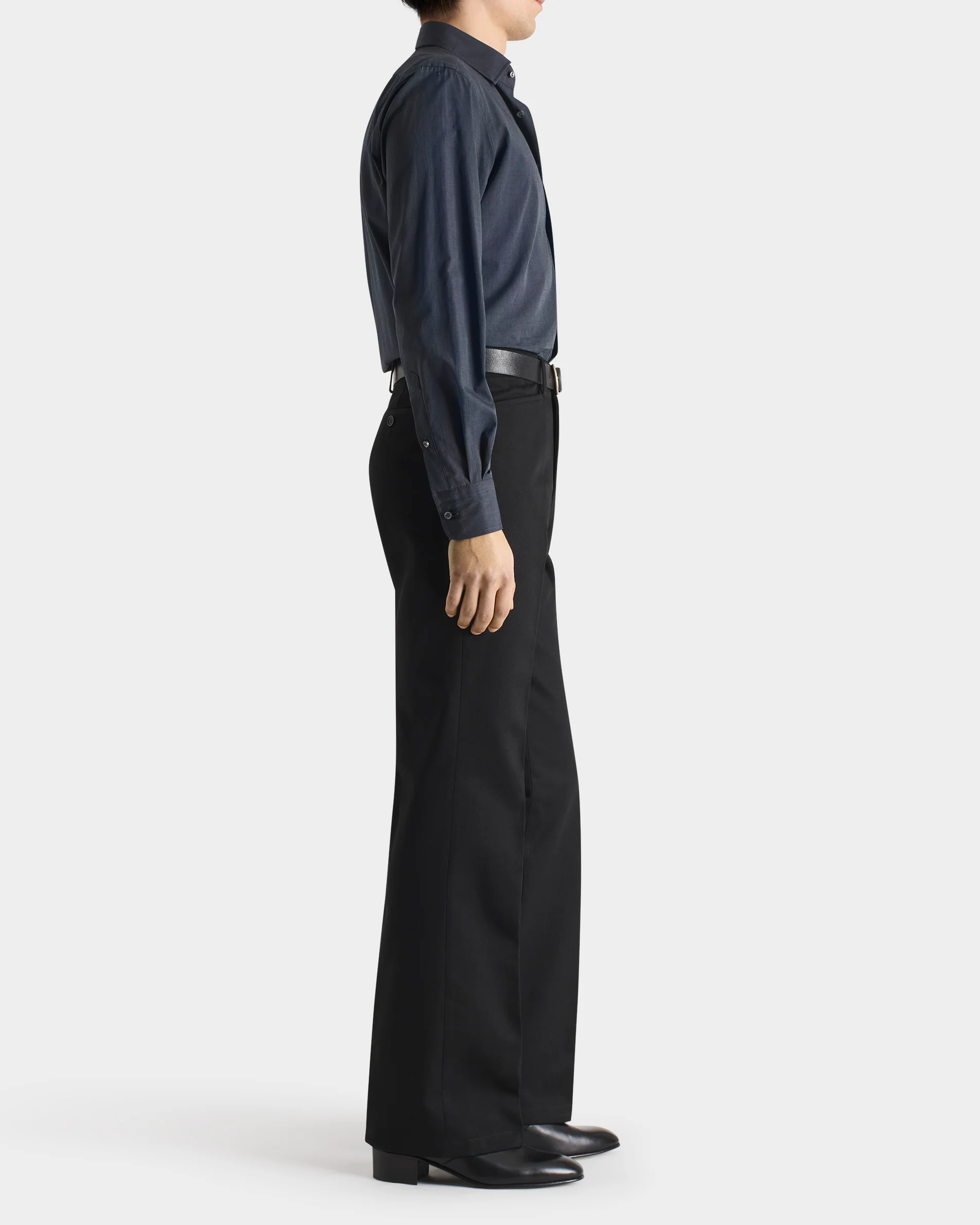 PANTALON ĂVASĂ EN SERGĂ DE POLYCOTON - NOIR - Image 3