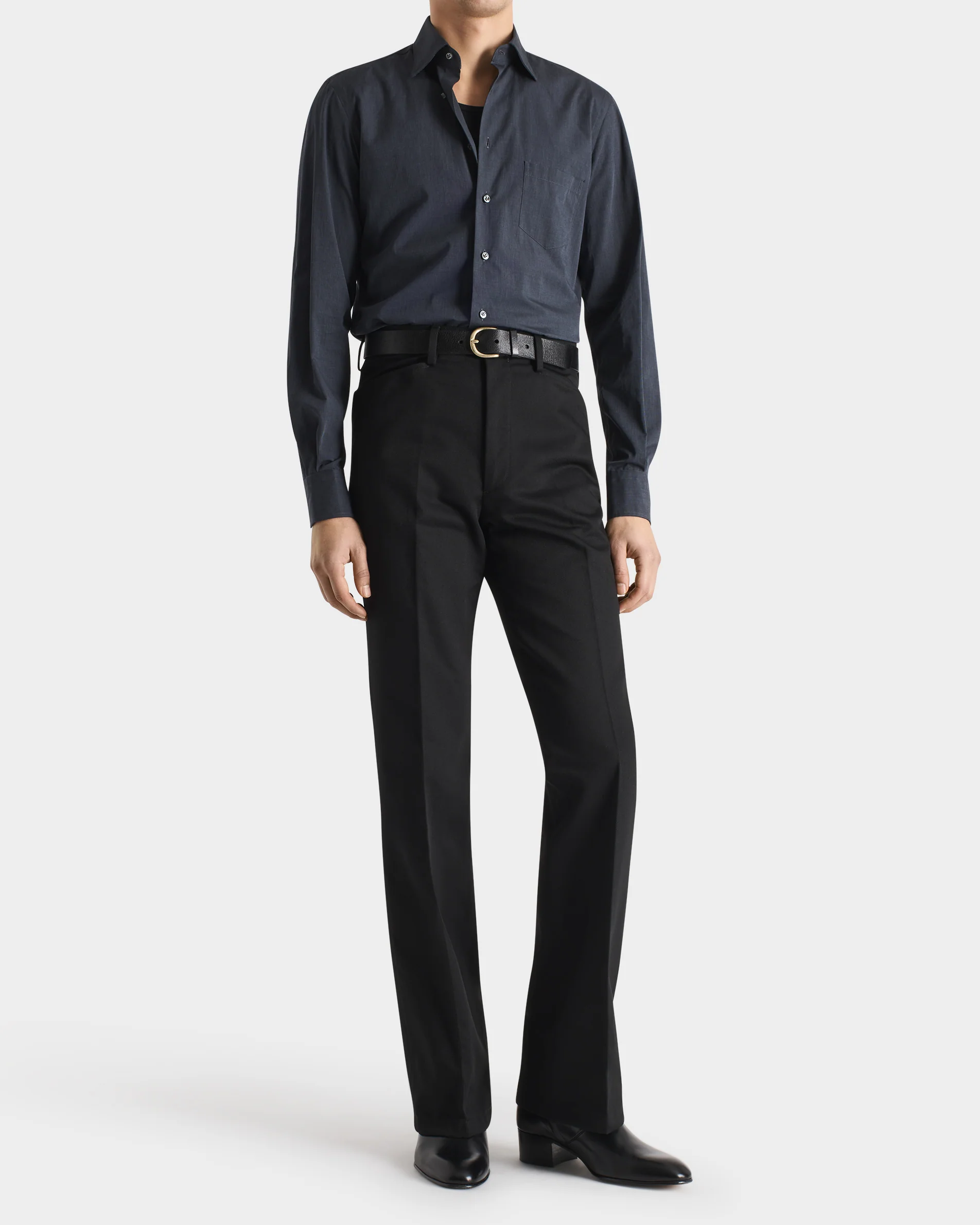 PANTALON ĂVASĂ EN SERGĂ DE POLYCOTON - NOIR - Image 4