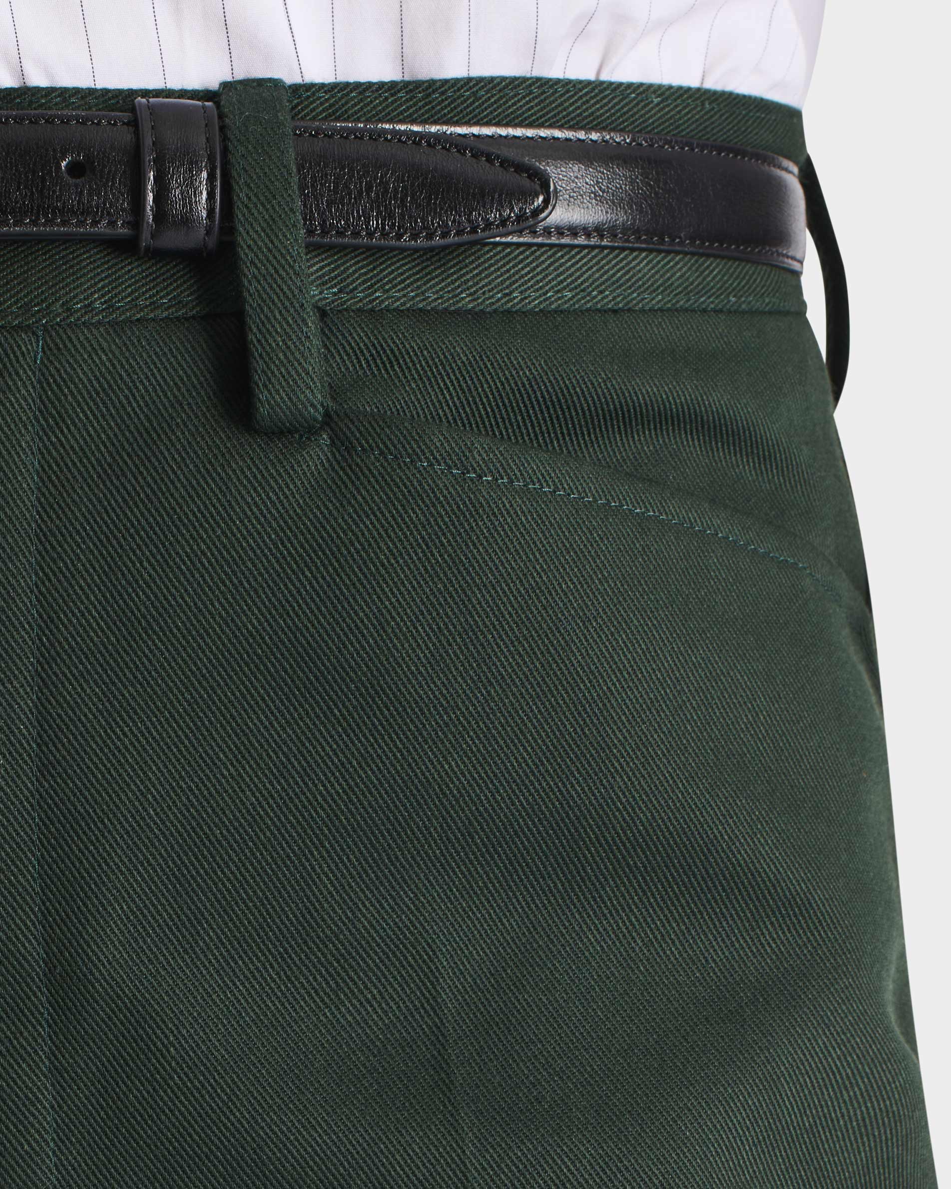 PANTALON ĂVASĂ EN SERGĂ DE POLYCOTON - VERT BOUTEILLE - Image 2