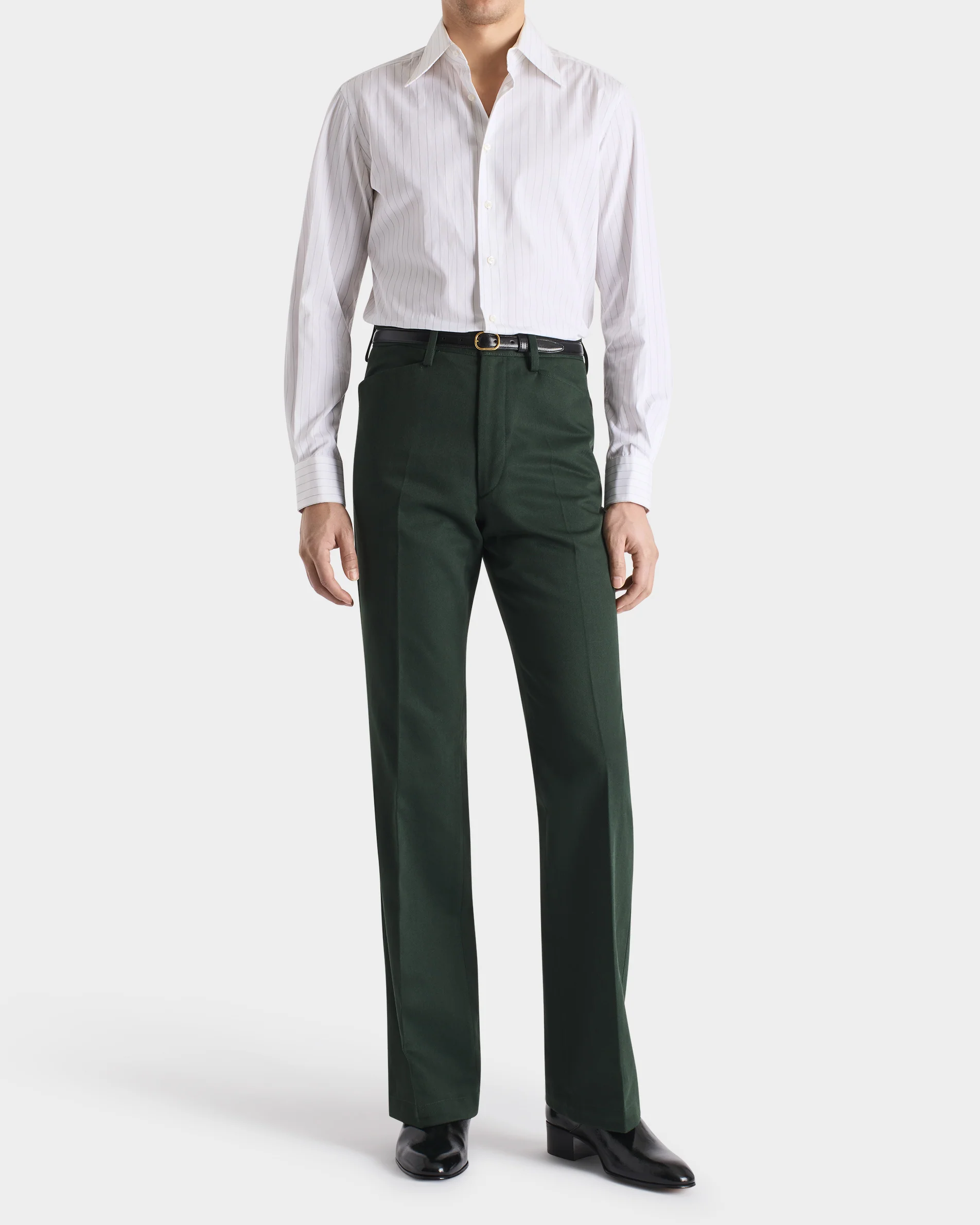 PANTALON ĂVASĂ EN SERGĂ DE POLYCOTON - VERT BOUTEILLE - Image 4