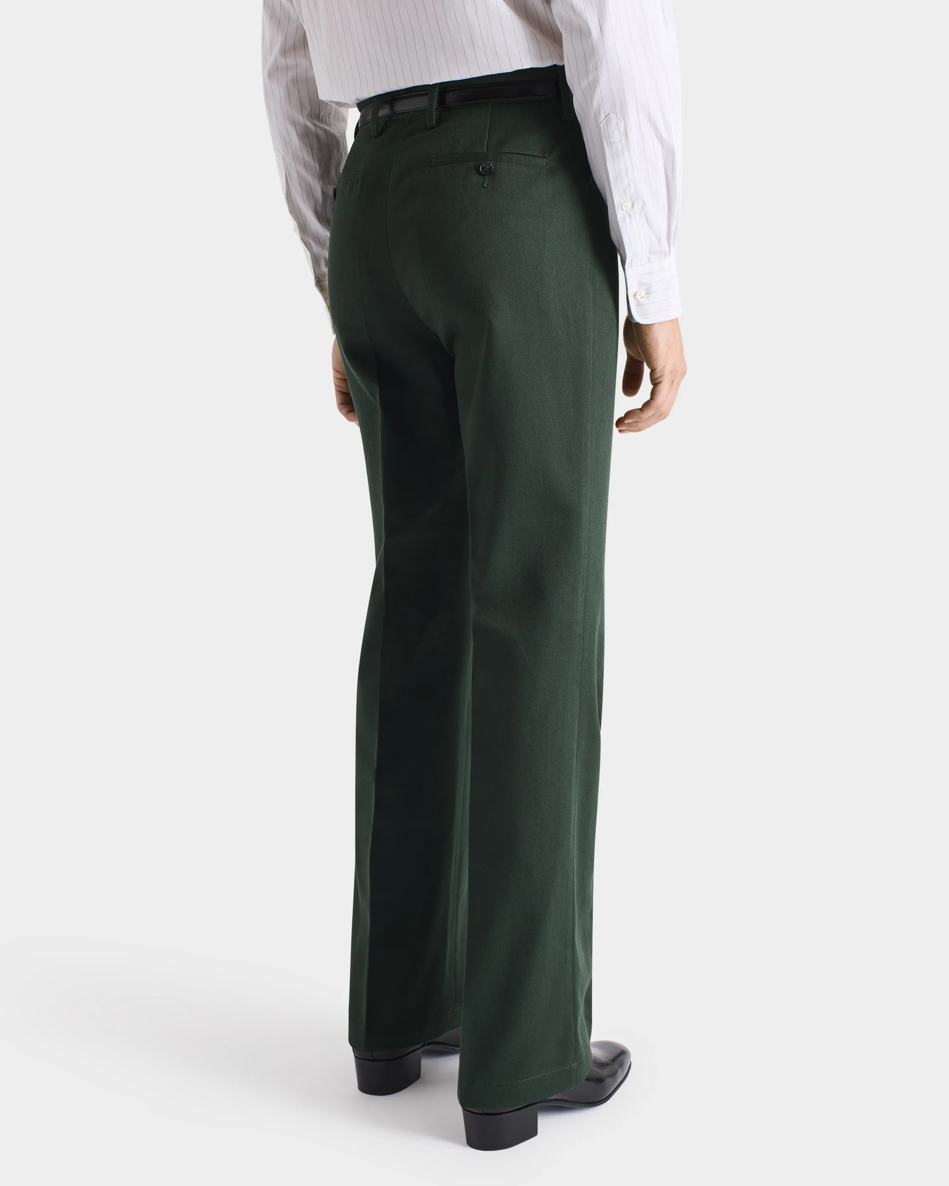 PANTALON ĂVASĂ EN SERGĂ DE POLYCOTON - VERT BOUTEILLE - Image 5
