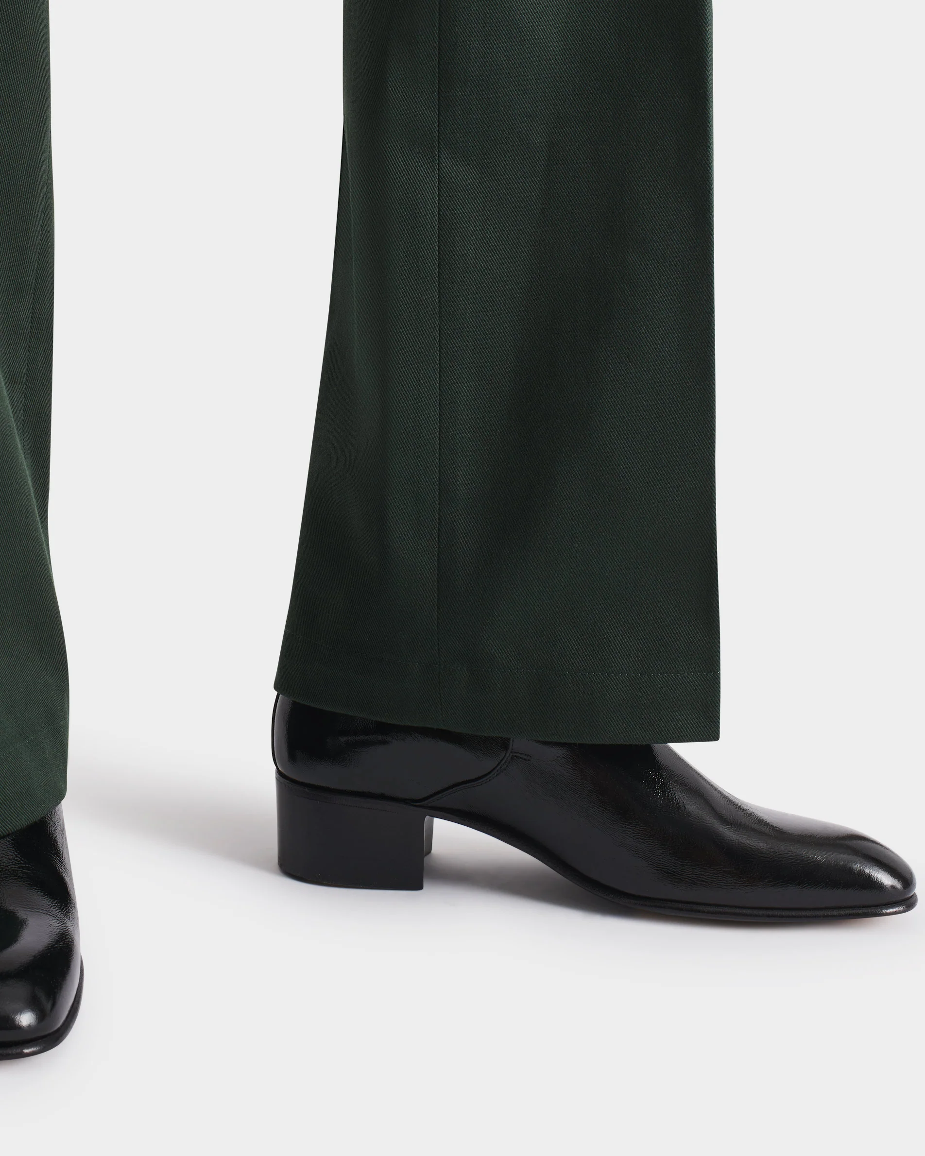 PANTALON ĂVASĂ EN SERGĂ DE POLYCOTON - VERT BOUTEILLE - Image 6