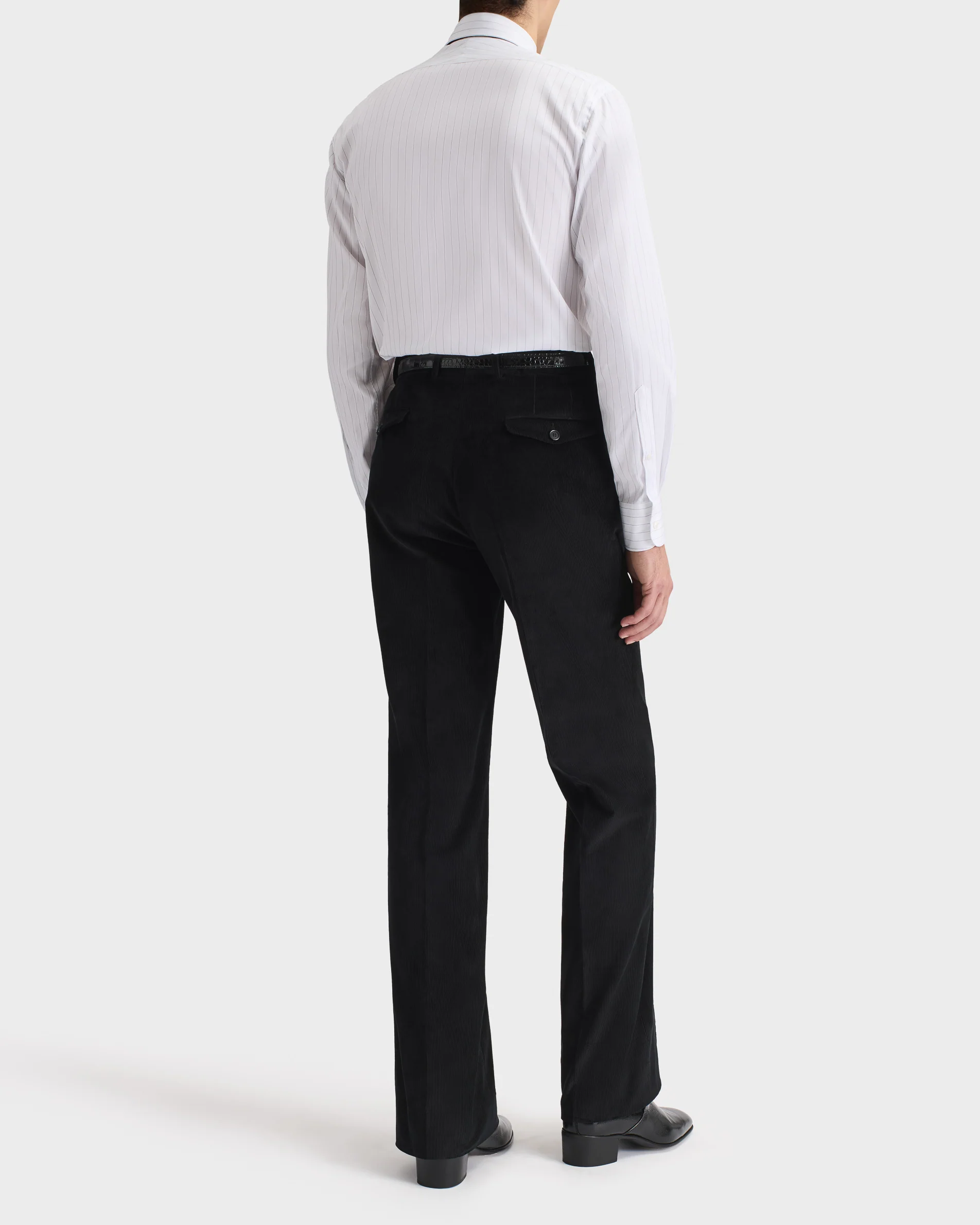 PANTALON ÉVASÉ TAILLE HAUTE EN VELOURS CÔTELÉ DE COTON - NOIR - Image 5