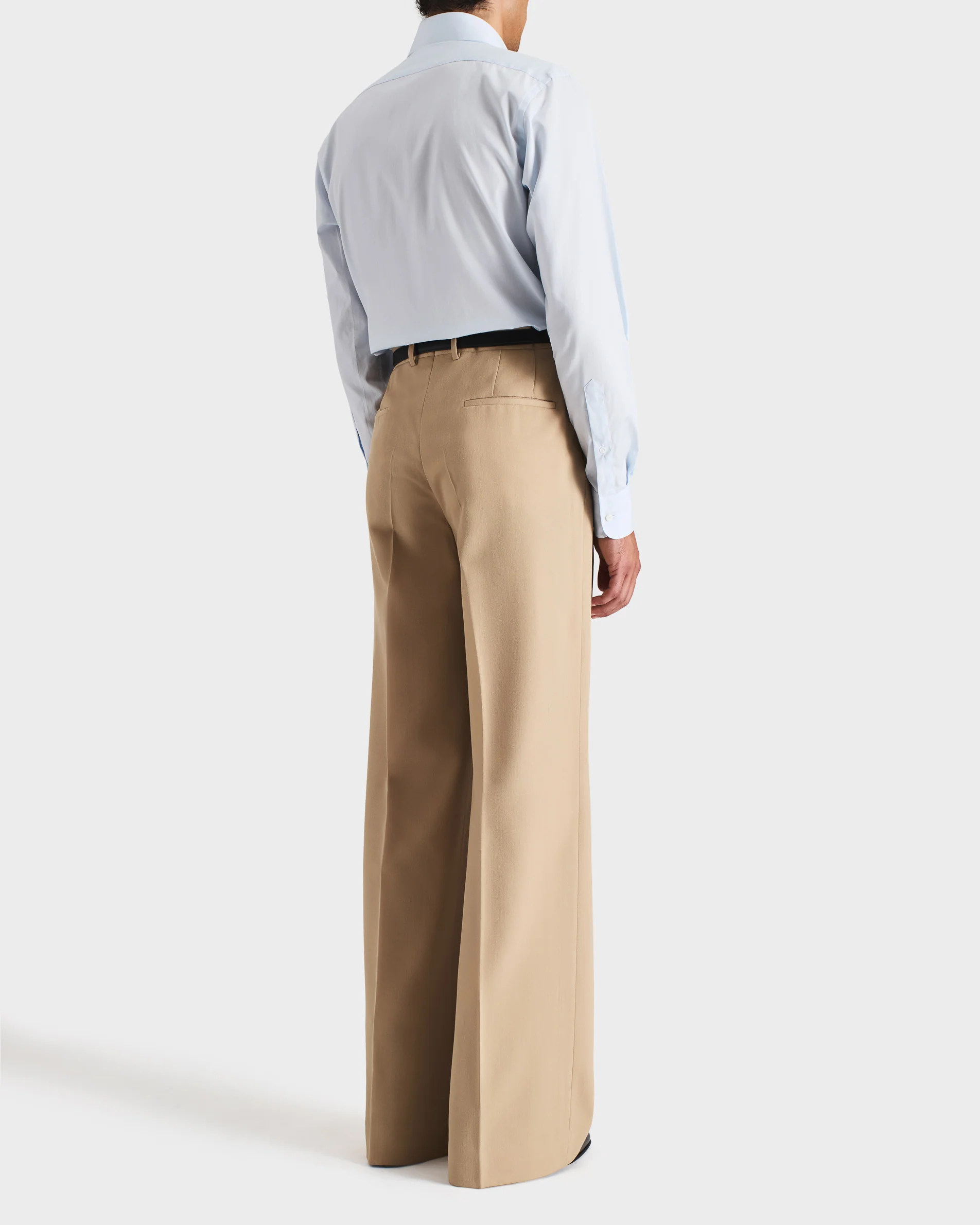 PANTALON LARGE À PLIS EN GABARDINE DE LAINE - BEIGE - Image 3