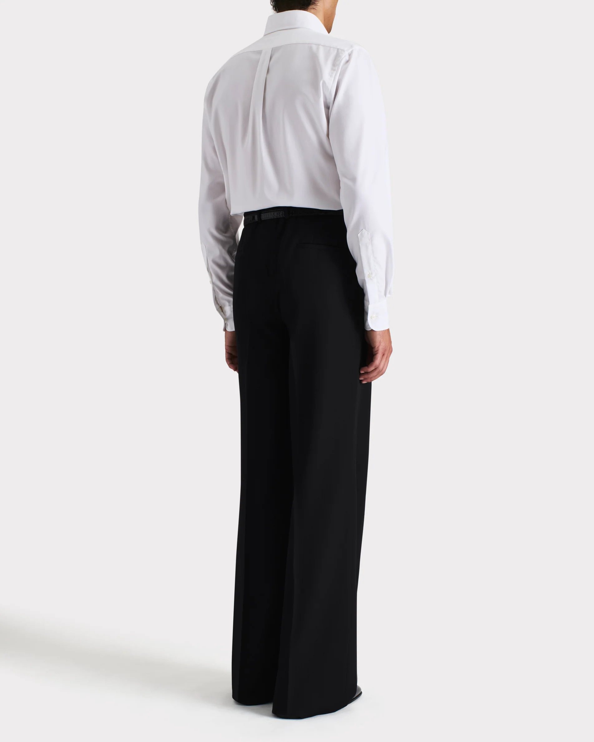 PANTALON LARGE À PLIS EN GABARDINE DE LAINE - NOIR - Image 3