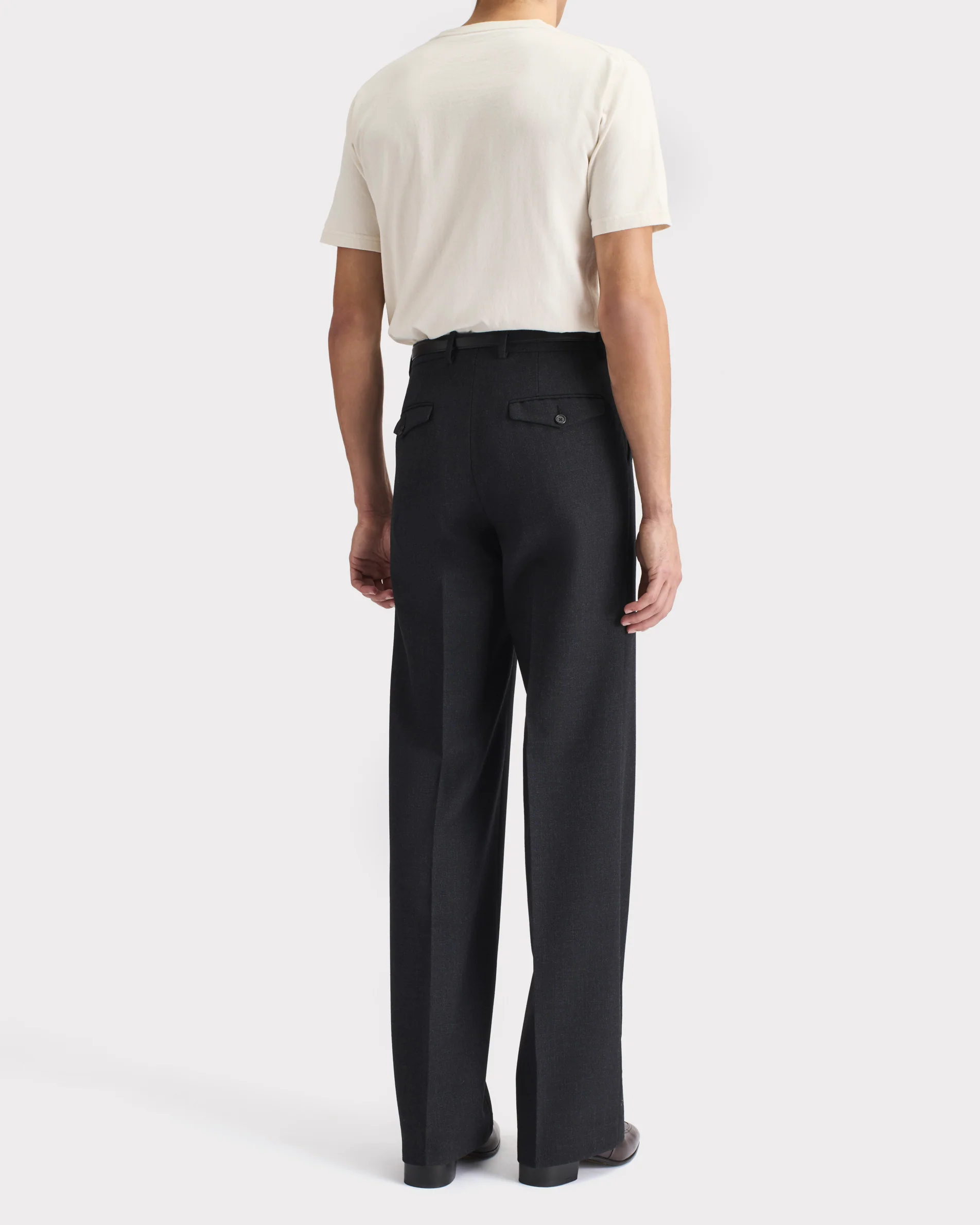 PANTALON LARGE EN FRESCO DE LAINE 3-PLY - ANTHRACITE - Image 5