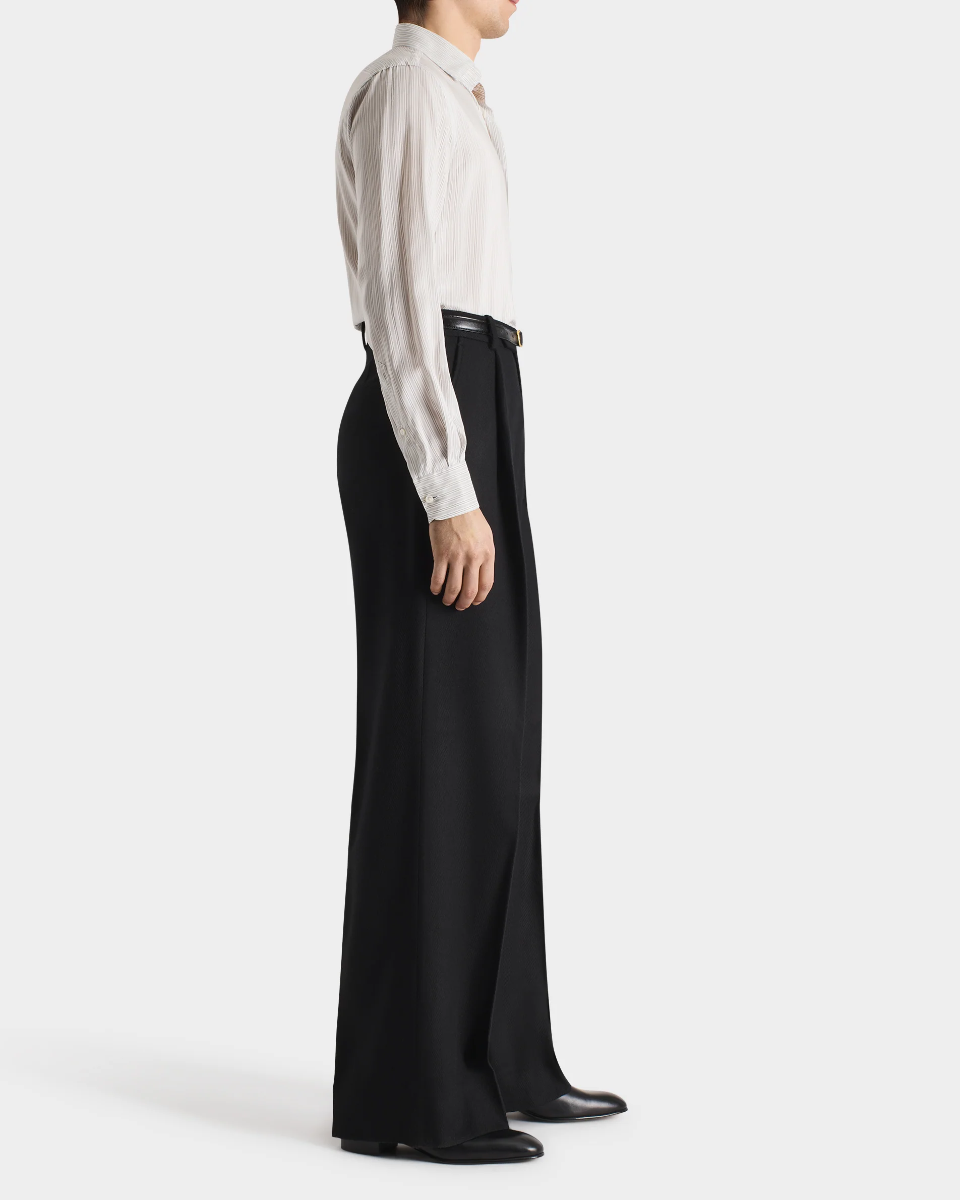 PANTALON LARGE EN SERGĂ DE LAINE VIERGE CAVALRY 4-PLY - CHEVRONS NOIR - Image 3