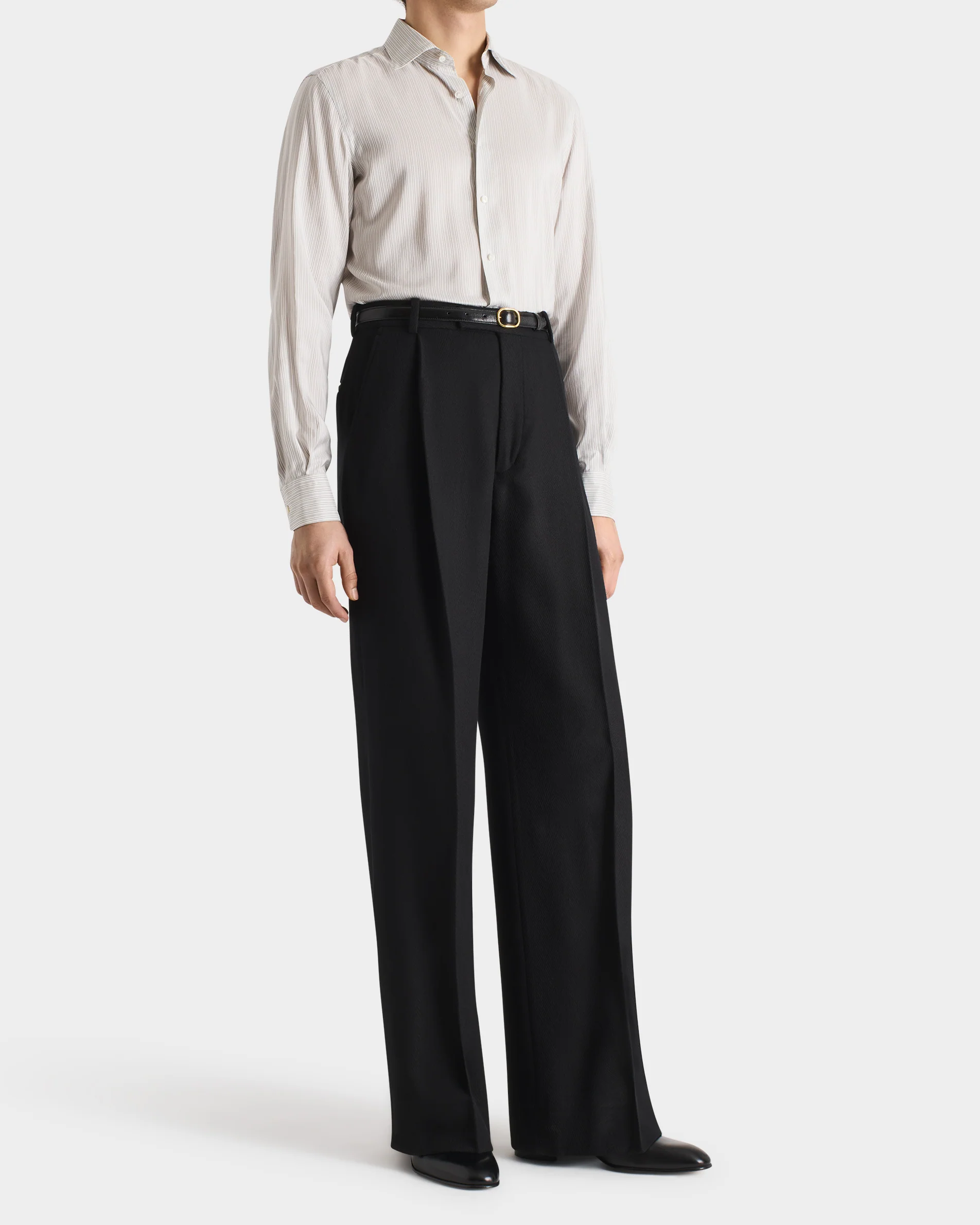 PANTALON LARGE EN SERGĂ DE LAINE VIERGE CAVALRY 4-PLY - CHEVRONS NOIR - Image 4