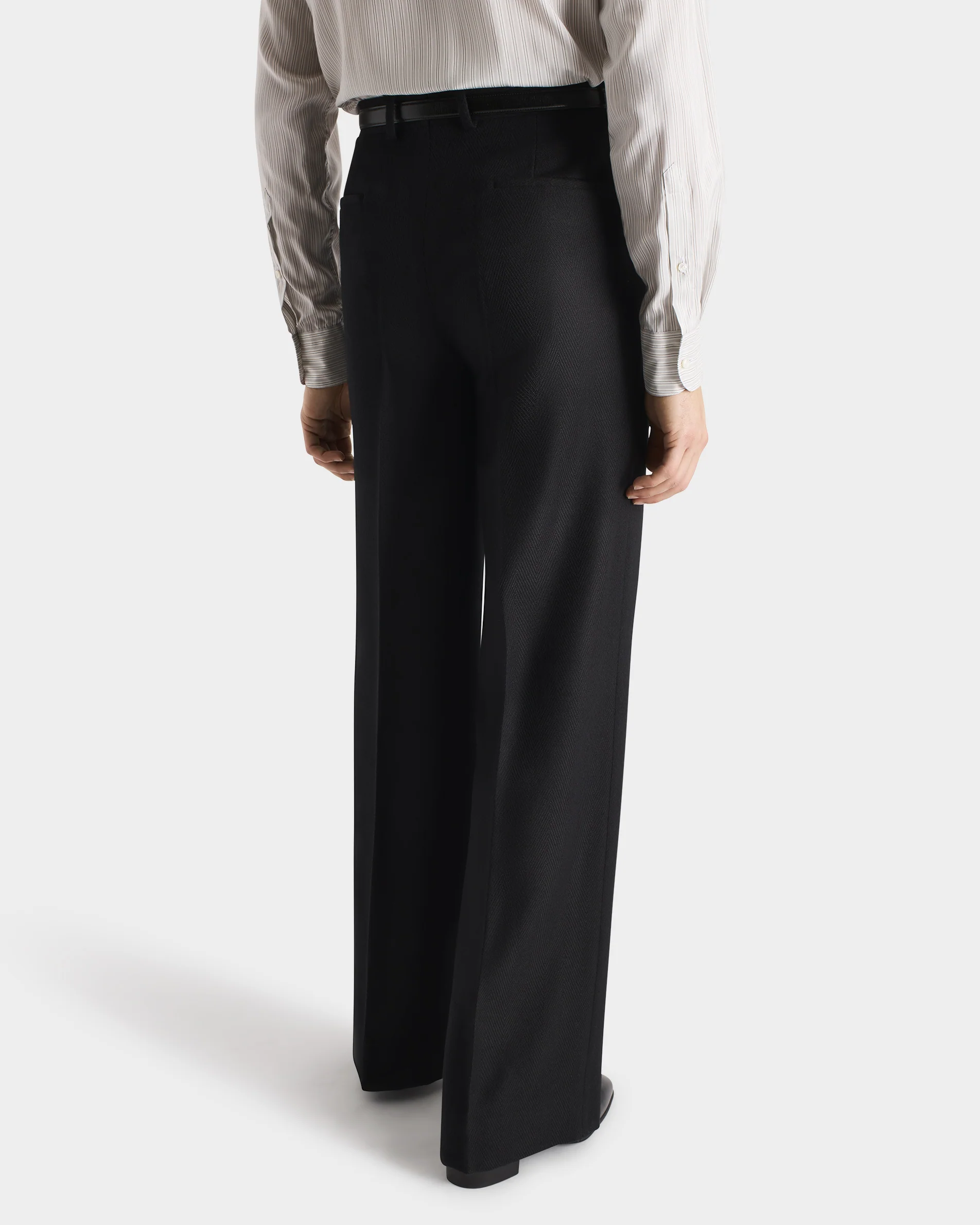 PANTALON LARGE EN SERGĂ DE LAINE VIERGE CAVALRY 4-PLY - CHEVRONS NOIR - Image 5