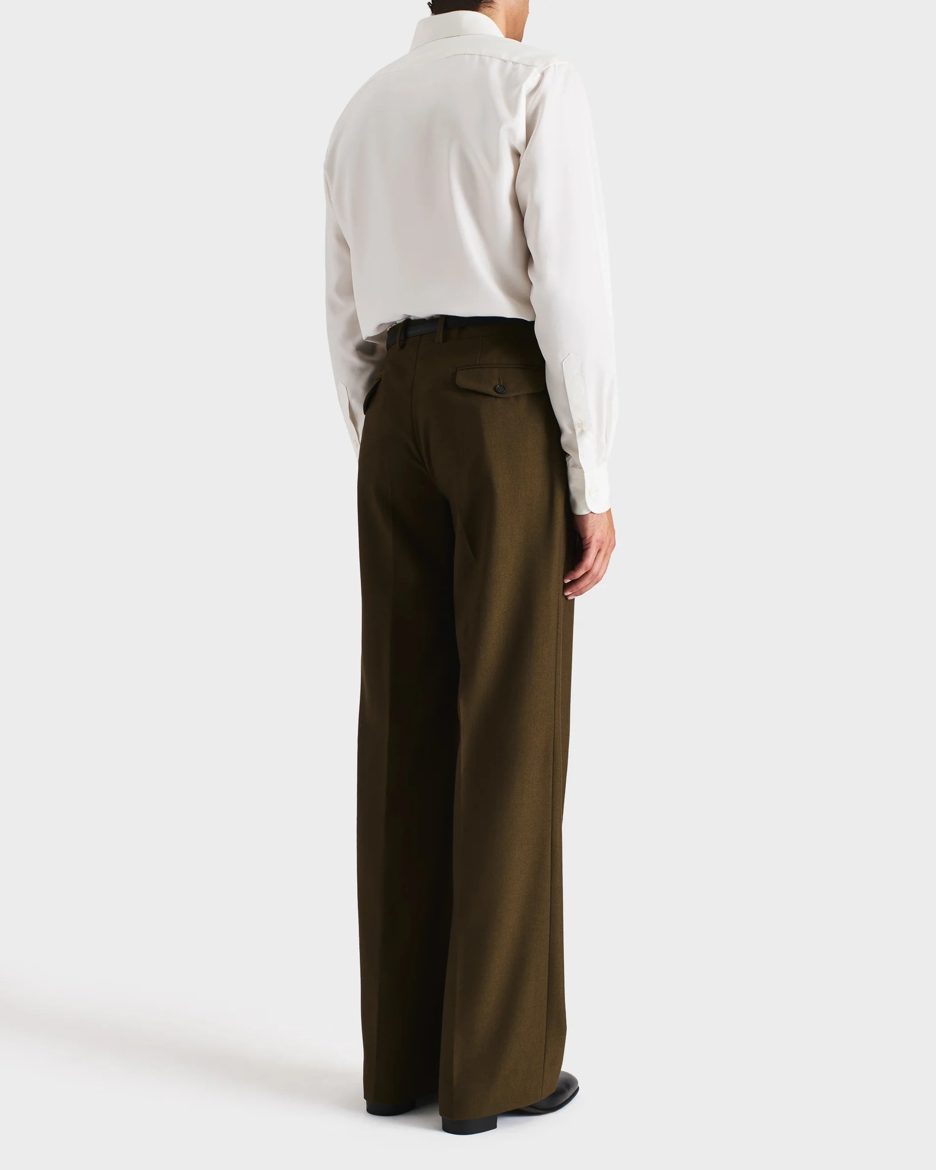 PANTALON LARGE EN SERGÉ DE POLY-WOOL ET VISCOSE - KAKI - Image 5