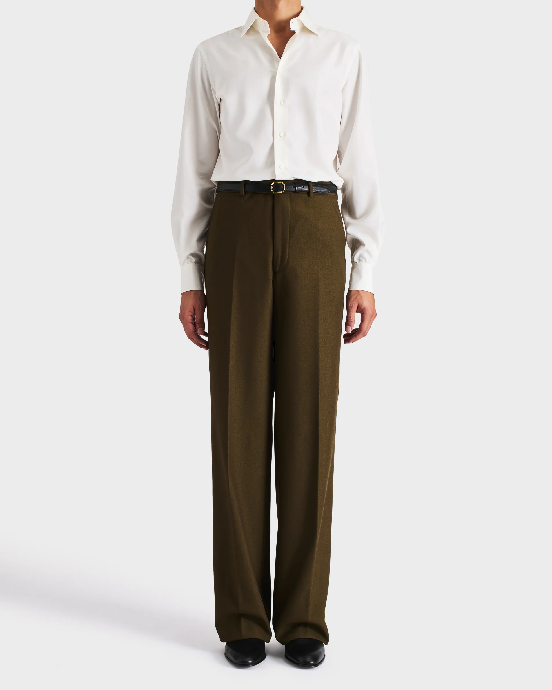 PANTALON LARGE EN SERGÉ DE POLY-WOOL ET VISCOSE - KAKI - Image 6