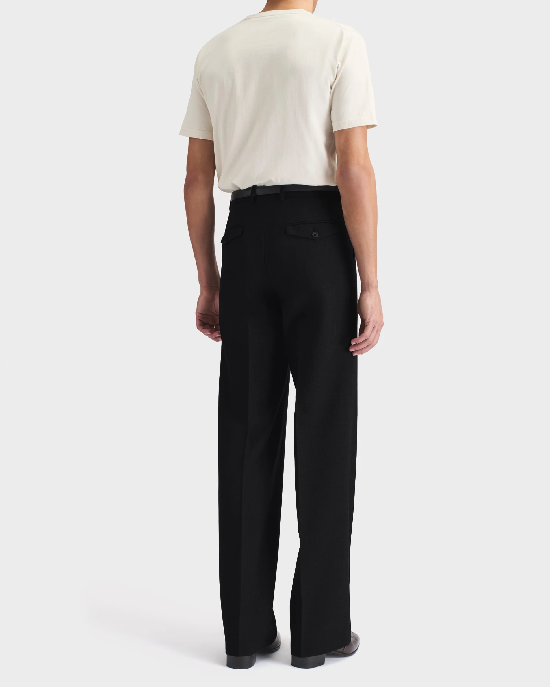 PANTALON LARGE EN FRESCO DE LAINE 3-PLY - NOIR - Image 5