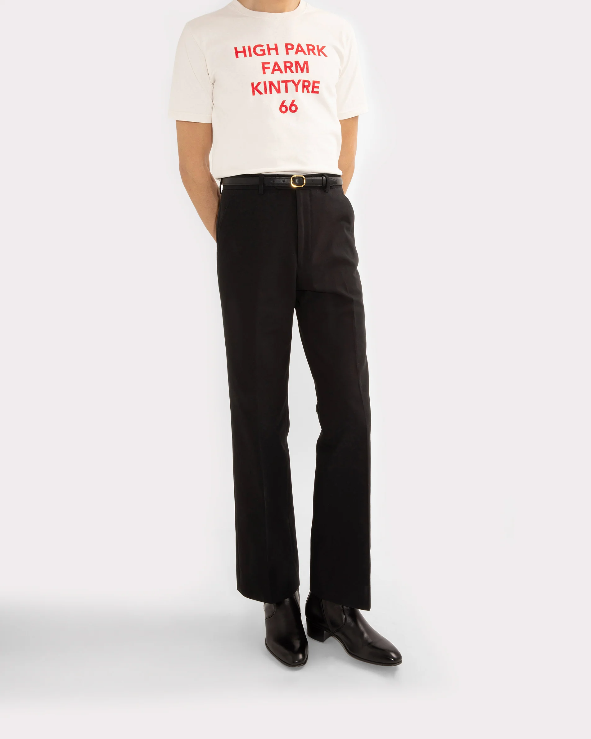 PANTALON TAILLE HAUTE ÉVASÉ EN DRILL DE COTON - NOIR - Image 4