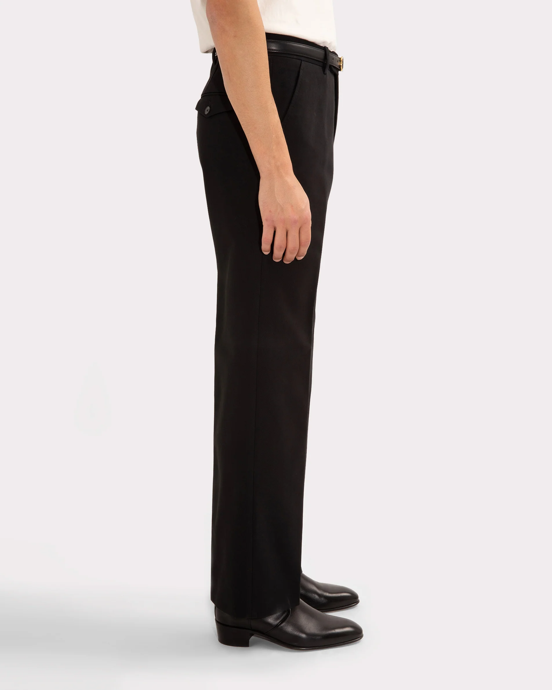PANTALON TAILLE HAUTE ÉVASÉ EN DRILL DE COTON - NOIR - Image 5